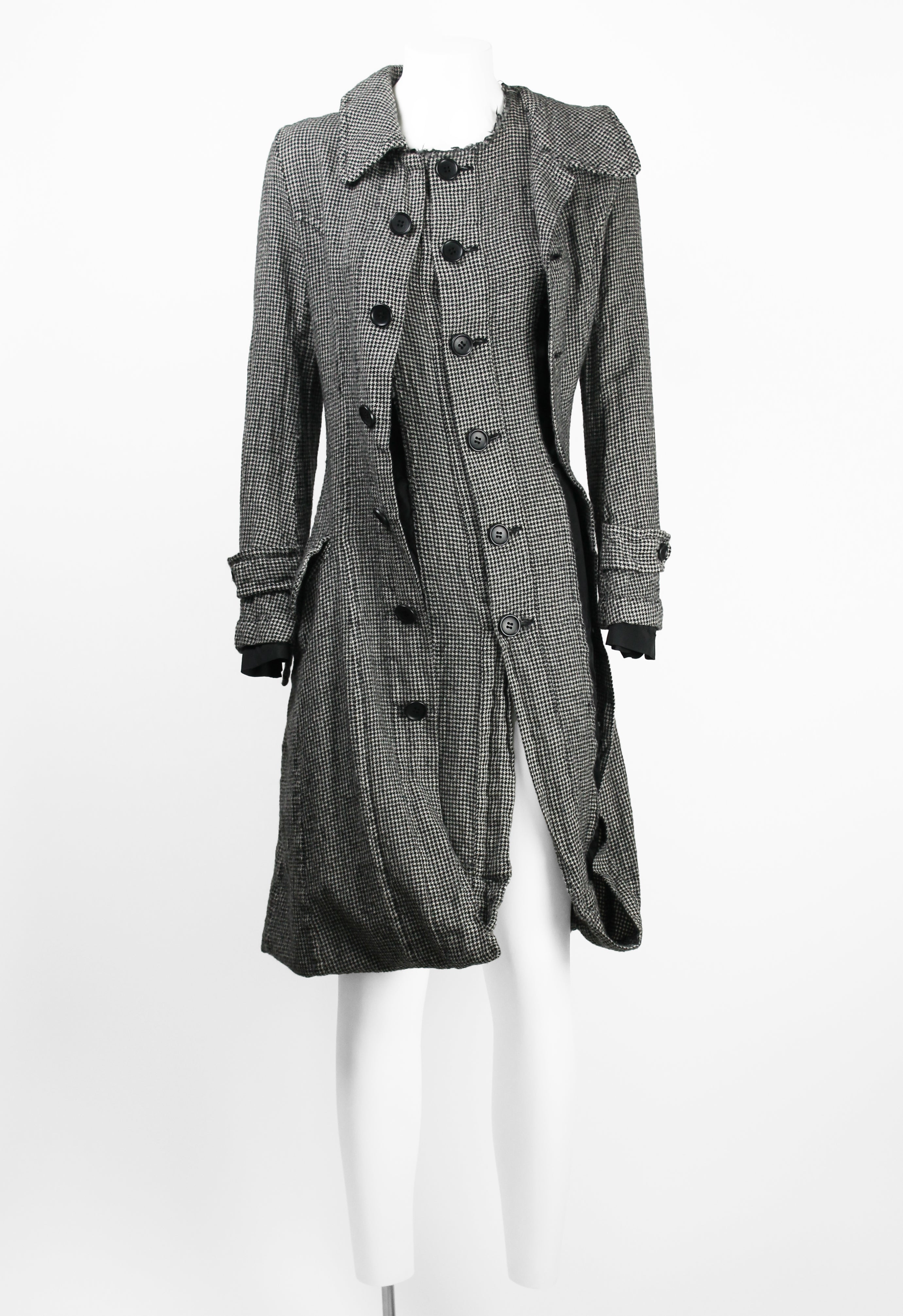 JUNYA WATANABE FW 2007 HOUNDSTOOTH TWISTED LAYERED COAT