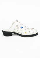 JUNYA WATANABE MAN PINK FW 2002 WHITE LEATHER JEWELLED MULES