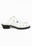JUNYA WATANABE MAN PINK FW 2002 WHITE LEATHER JEWELLED MULES