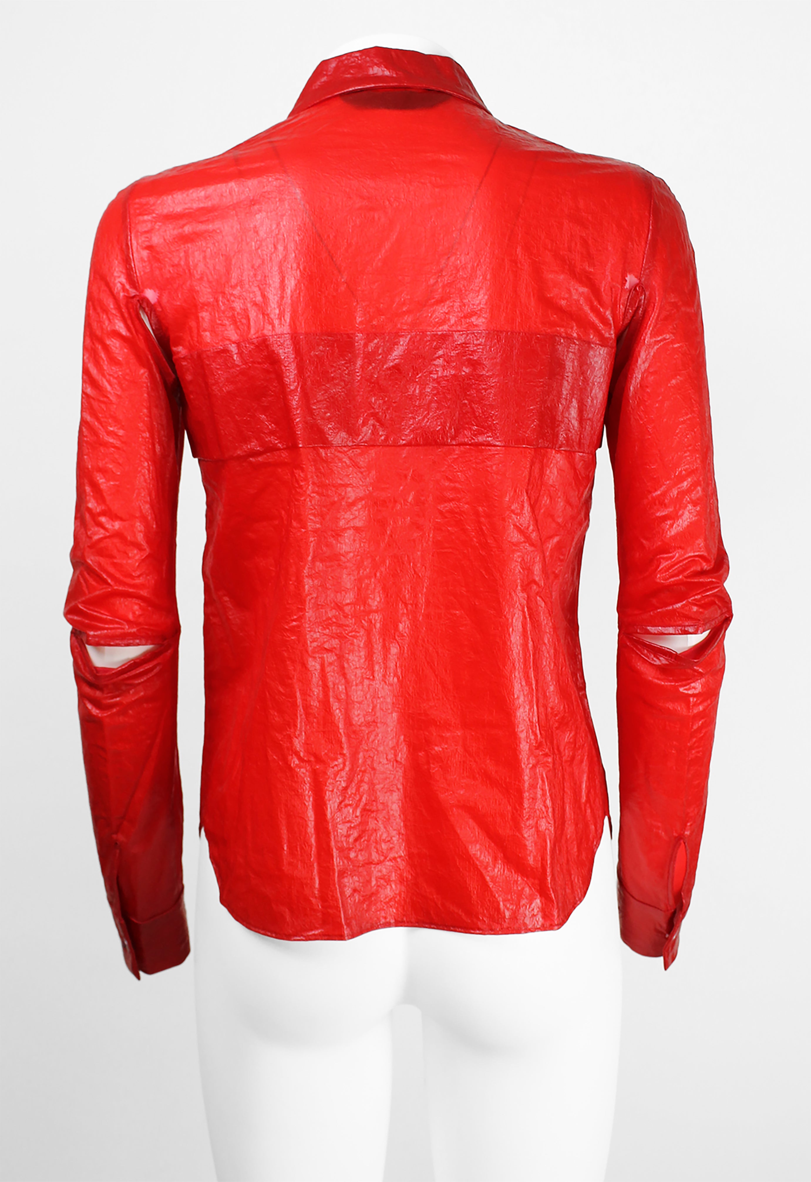 JUNYA WATANABE SS 1996 RED COATED SLIT SHIRT