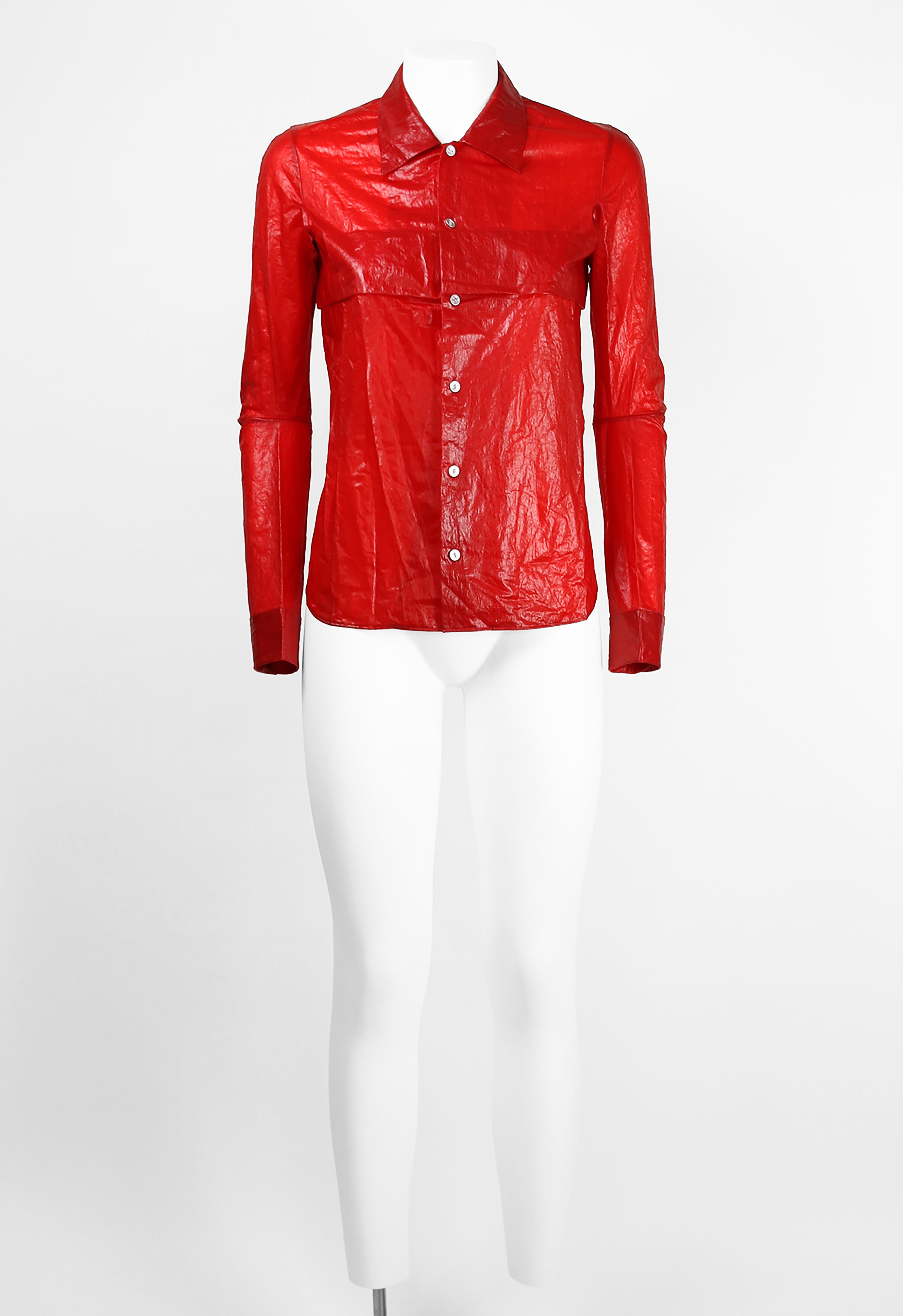 JUNYA WATANABE SS 1996 RED COATED SLIT SHIRT