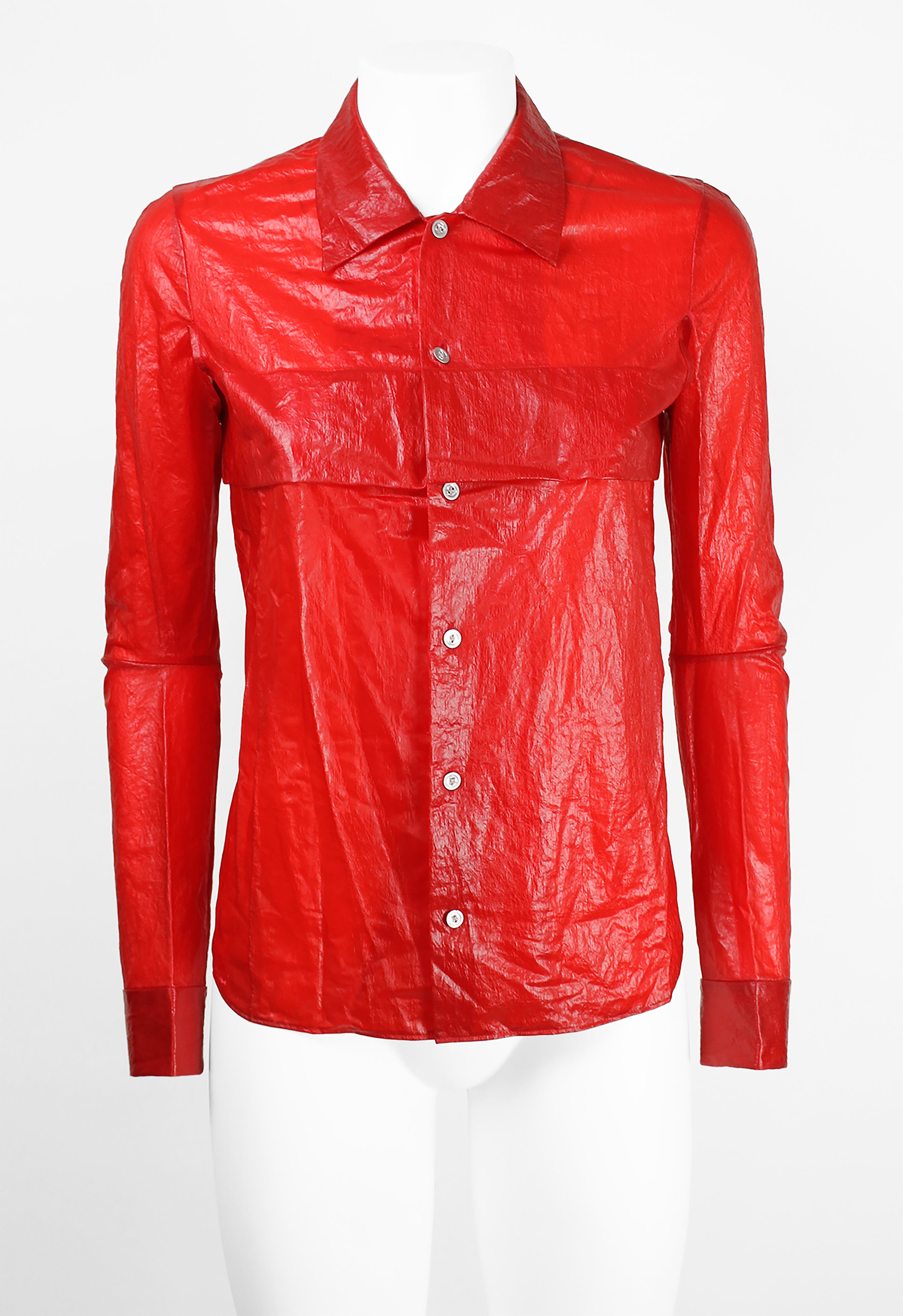 JUNYA WATANABE SS 1996 RED COATED SLIT SHIRT
