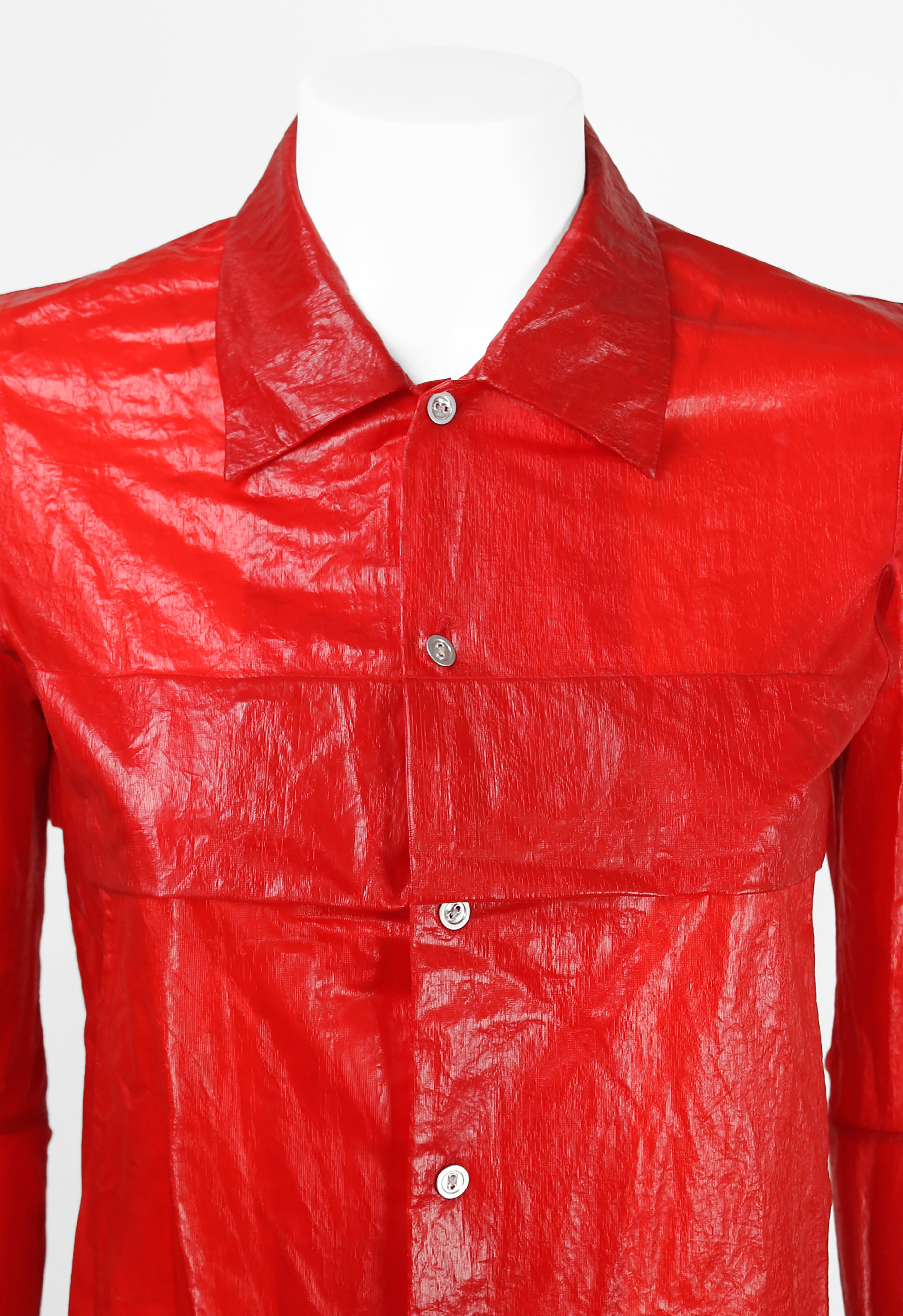 JUNYA WATANABE SS 1996 RED COATED SLIT SHIRT