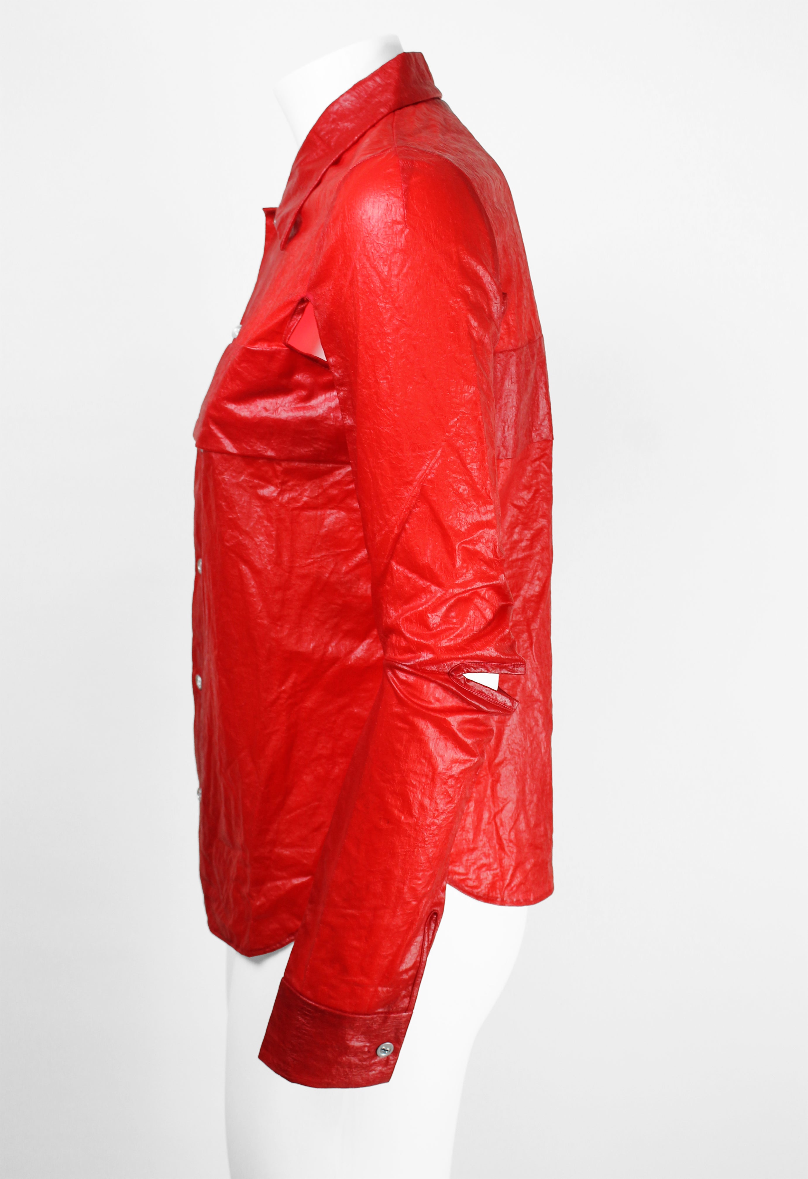 JUNYA WATANABE SS 1996 RED COATED SLIT SHIRT
