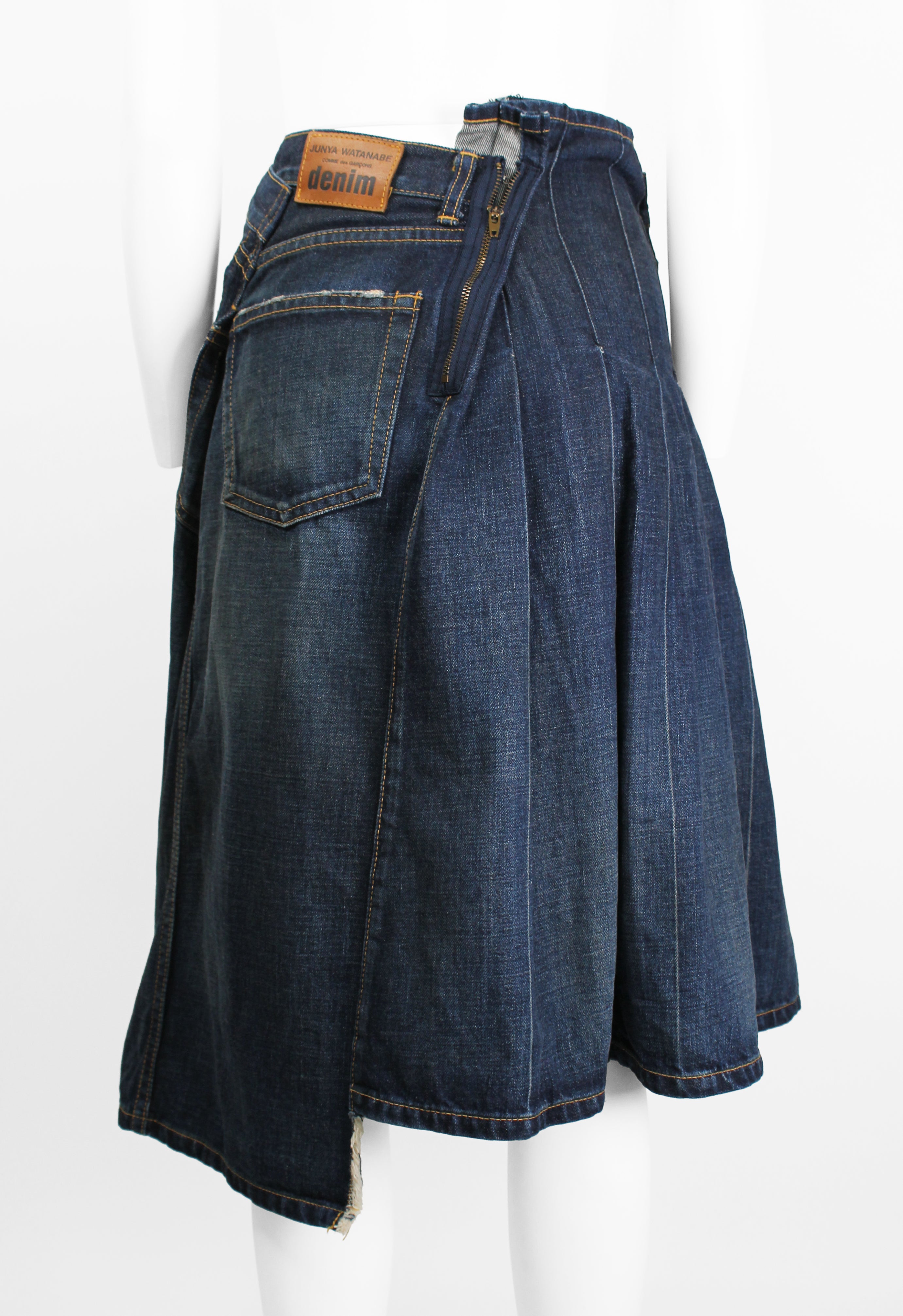 JUNYA WATANABE SS 2006 RECONSTRUCTED DENIM PLEATED SKIRT