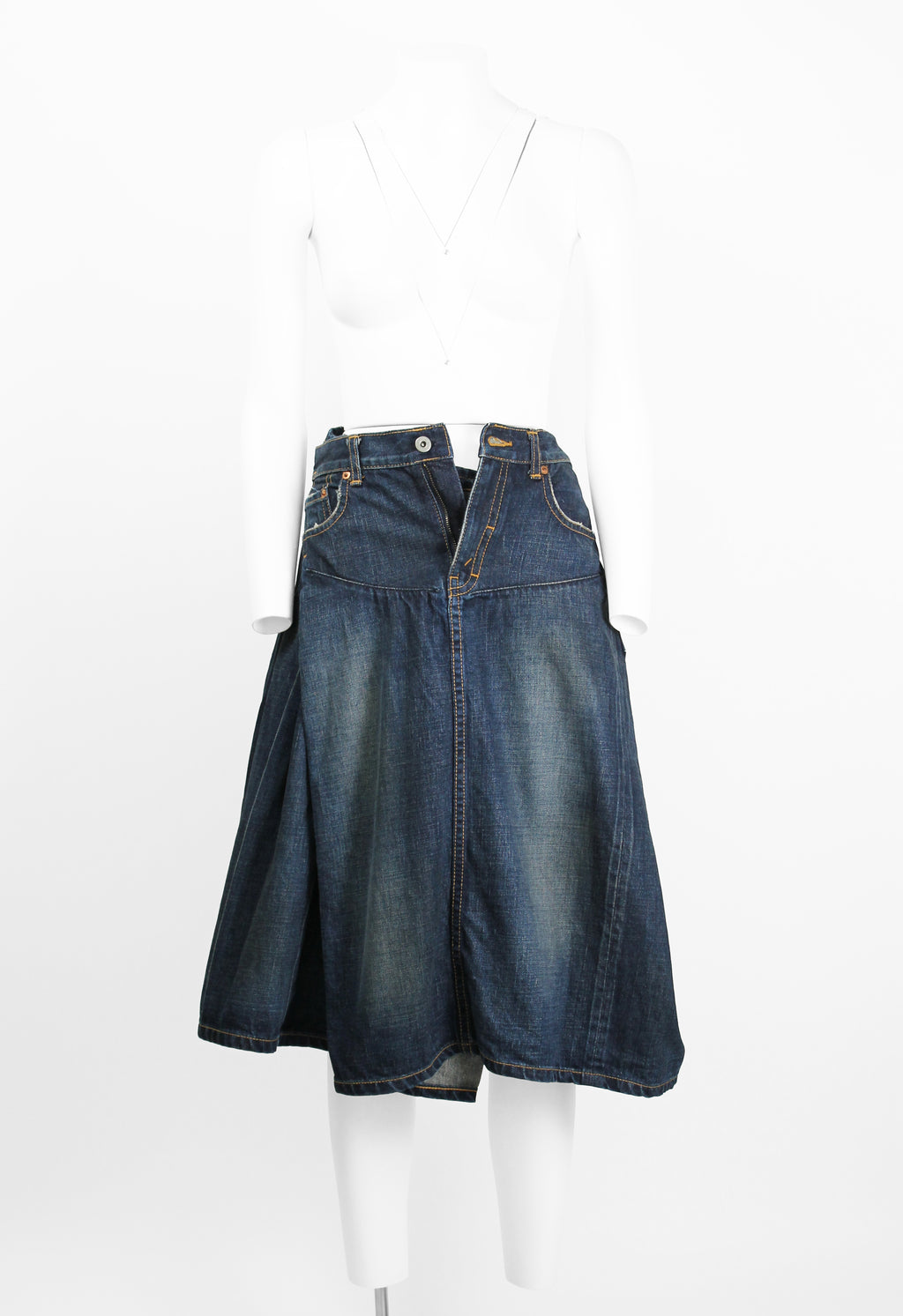 JUNYA WATANABE SS 2006 RECONSTRUCTED DENIM PLEATED SKIRT