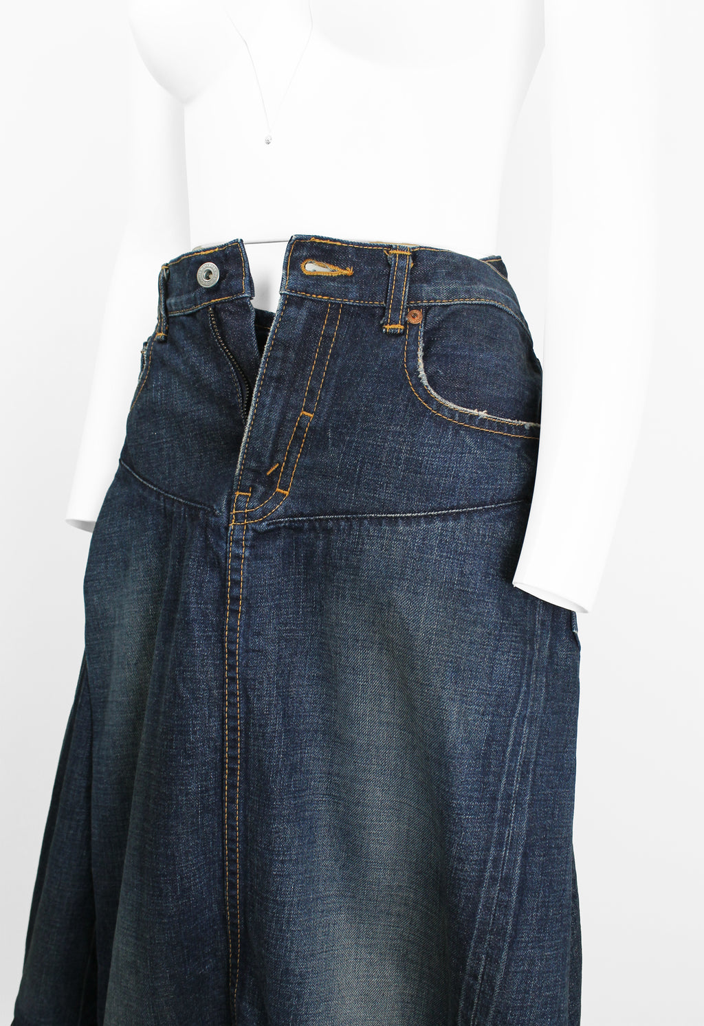 JUNYA WATANABE SS 2006 RECONSTRUCTED DENIM PLEATED SKIRT