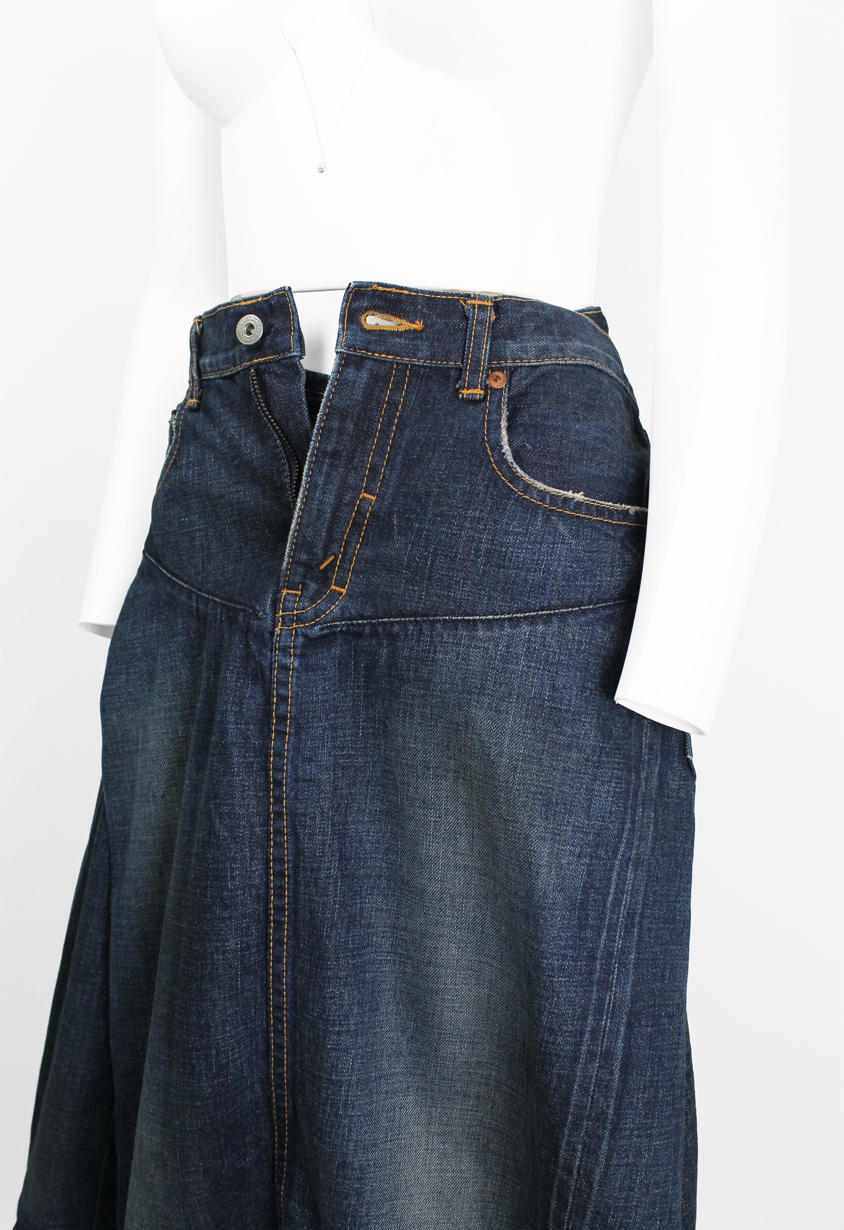 JUNYA WATANABE SS 2006 RECONSTRUCTED DENIM PLEATED SKIRT