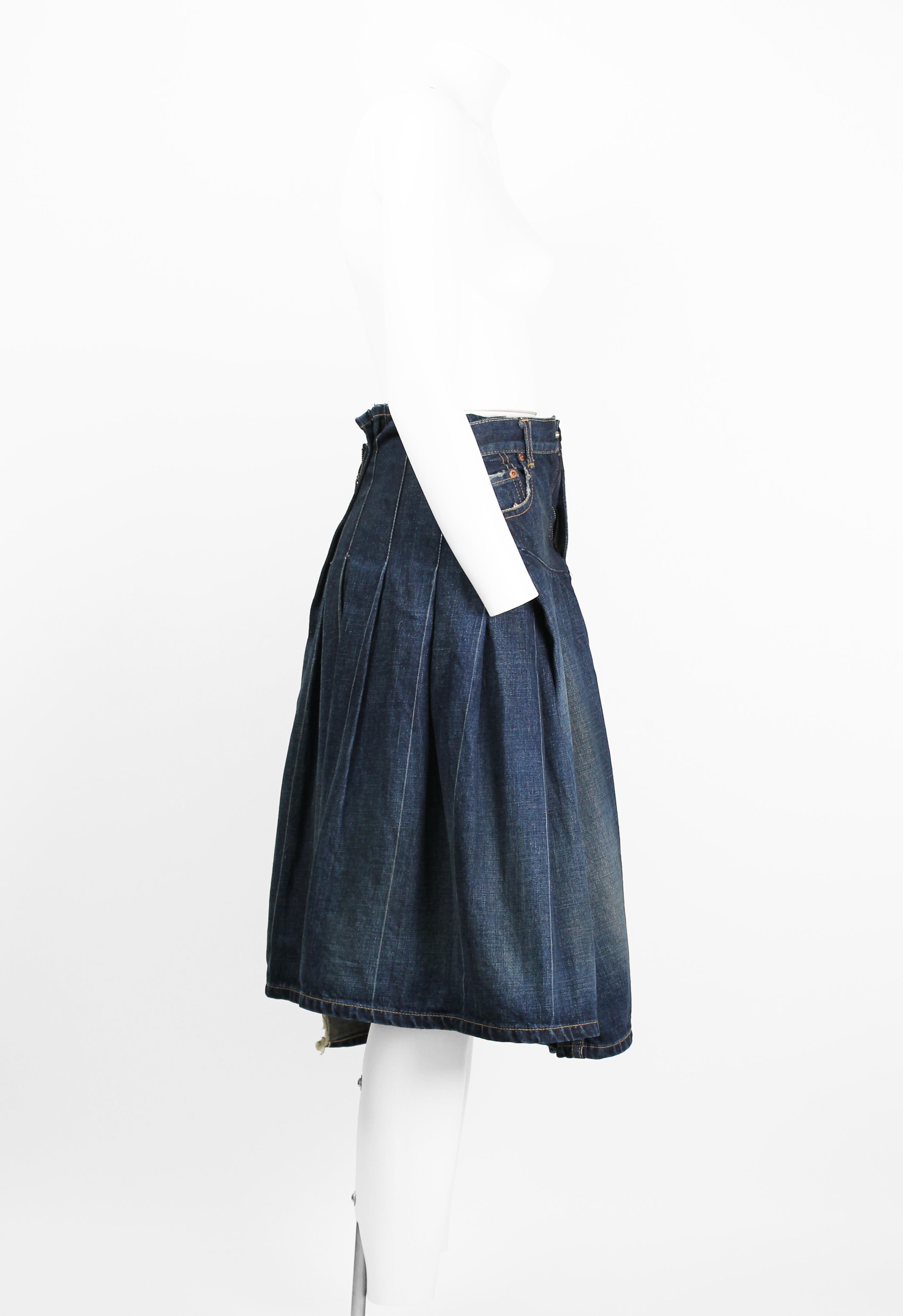 JUNYA WATANABE SS 2006 RECONSTRUCTED DENIM PLEATED SKIRT