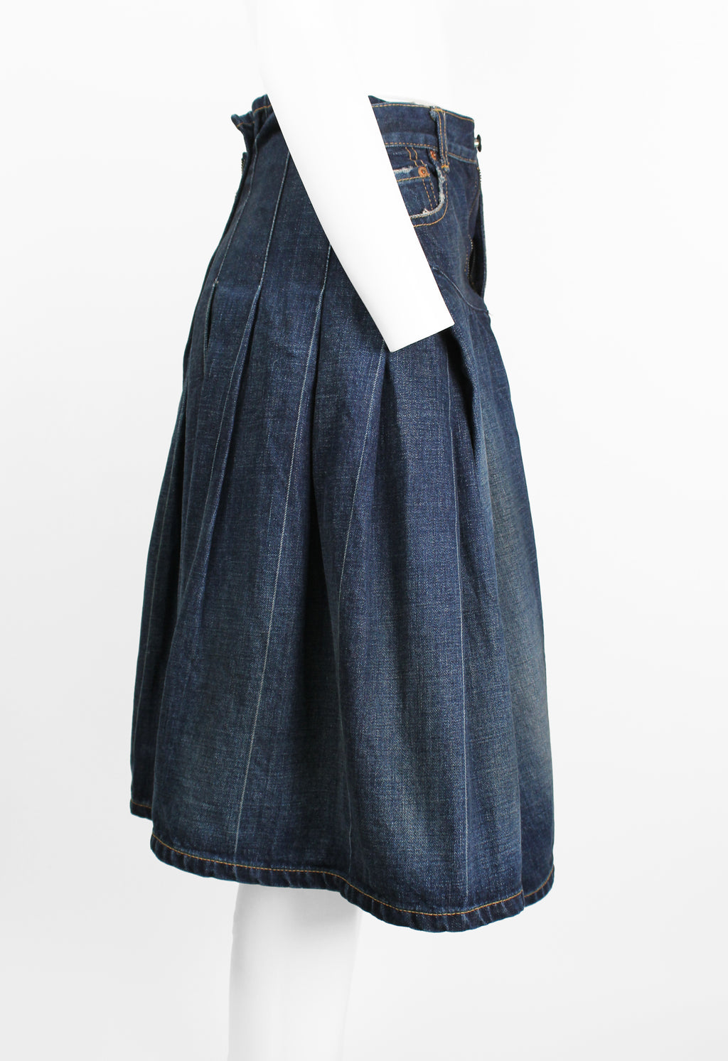 JUNYA WATANABE SS 2006 RECONSTRUCTED DENIM PLEATED SKIRT