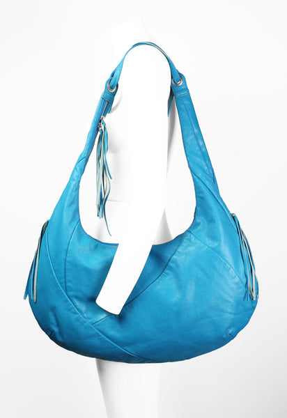 JUNYA WATANABE LARGE BLUE LEATHER TASSEL BAG