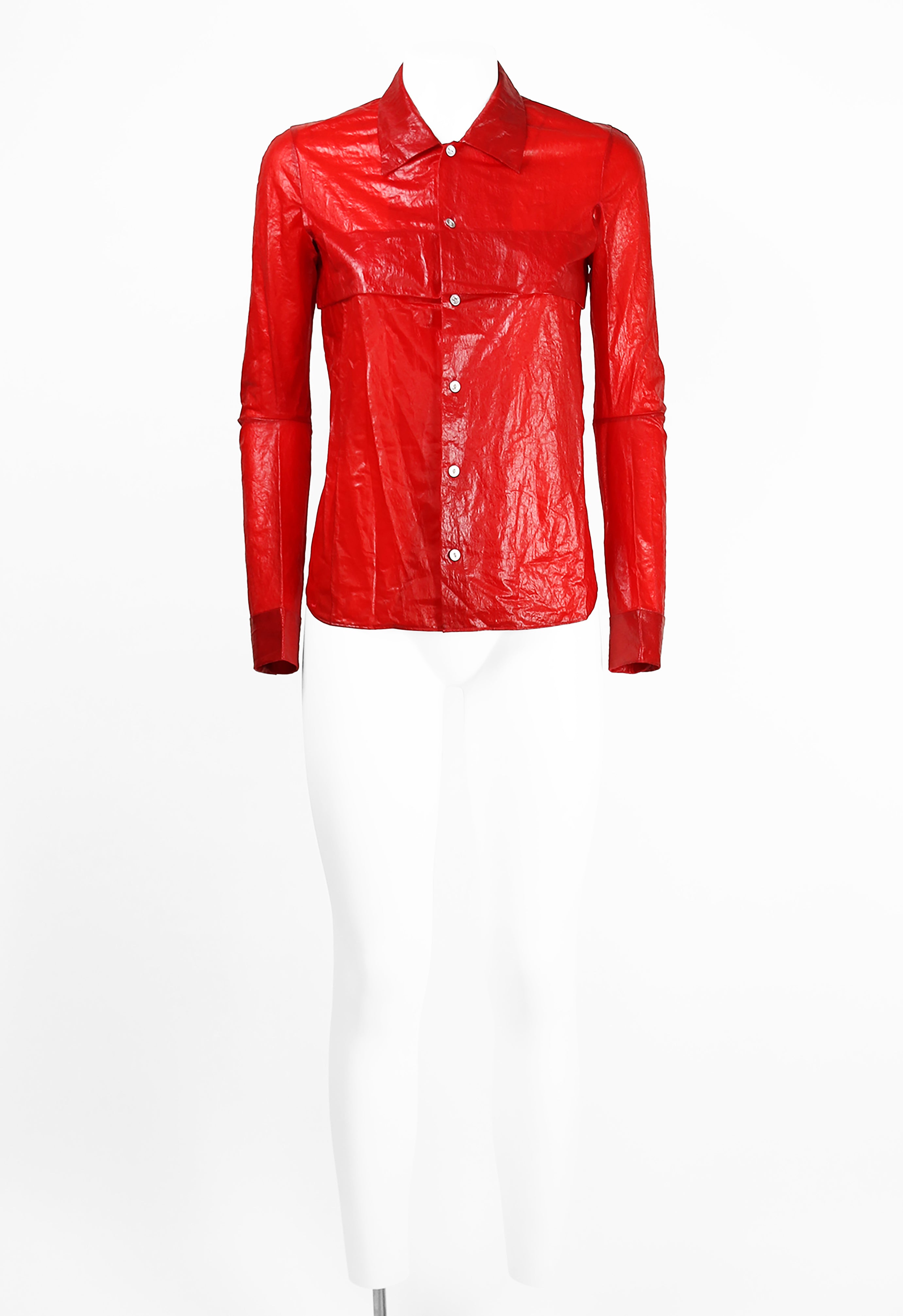 JUNYA WATANABE SS 1996 RED COATED SLIT SHIRT