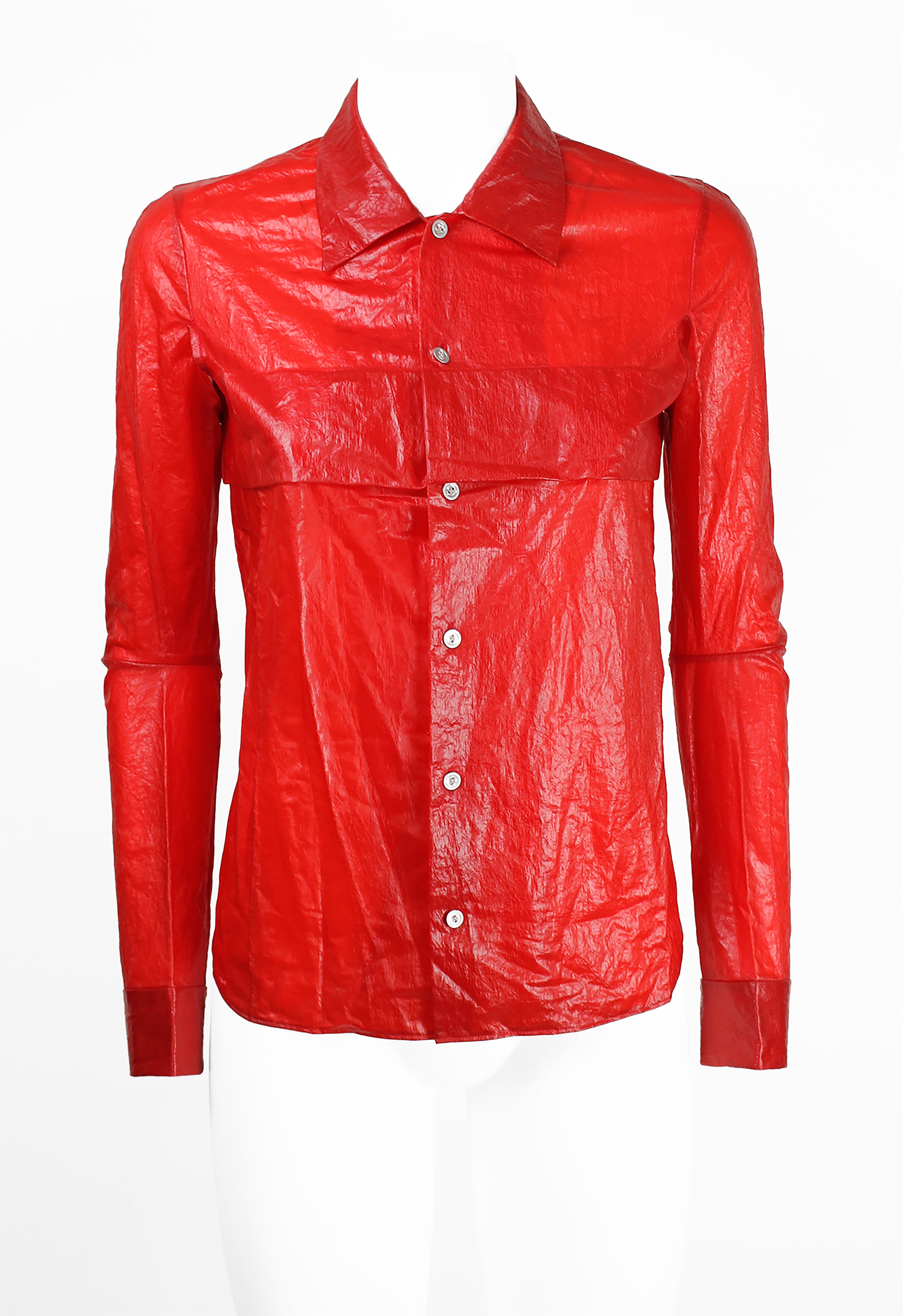 JUNYA WATANABE SS 1996 RED COATED SLIT SHIRT
