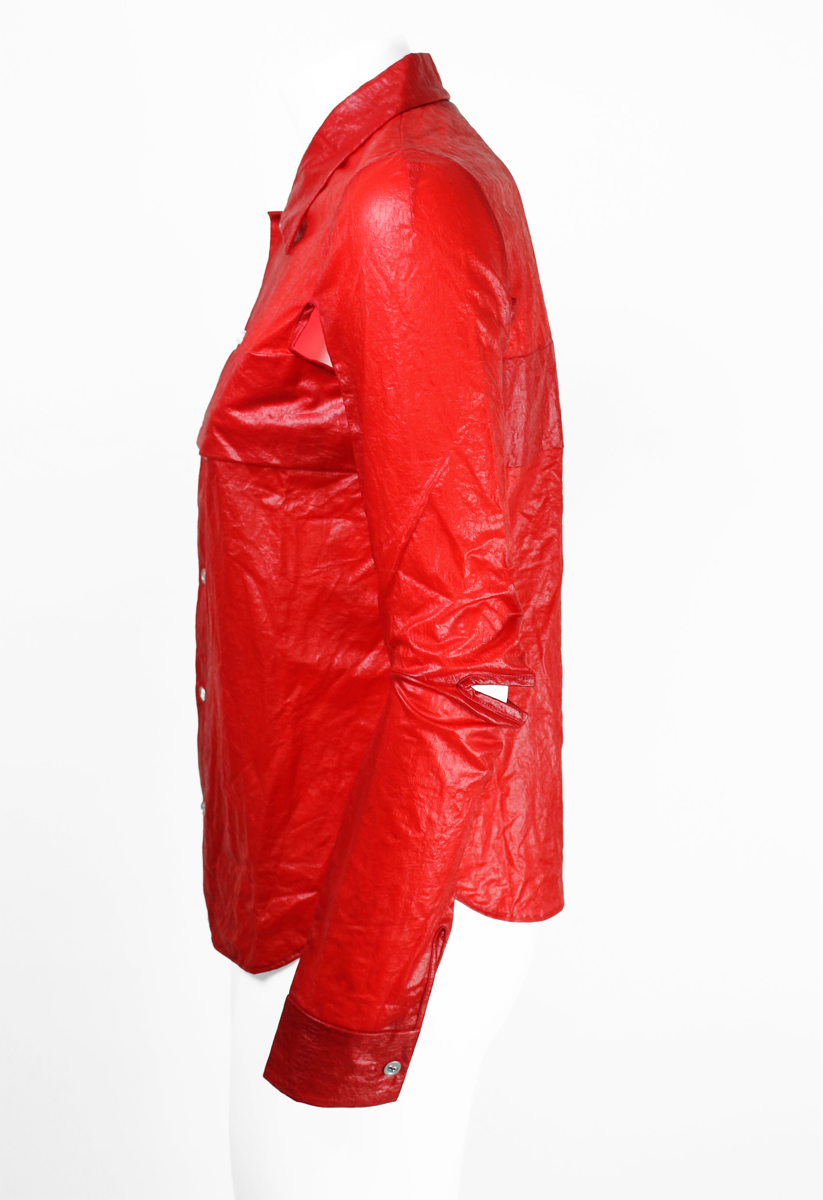 JUNYA WATANABE SS 1996 RED COATED SLIT SHIRT
