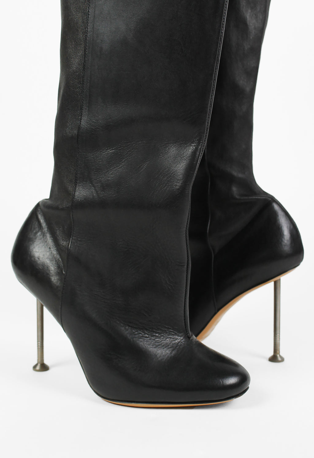 MAISON MARTIN MARGIELA FW 2008 KNEE HIGH LEATHER NAIL BOOTS