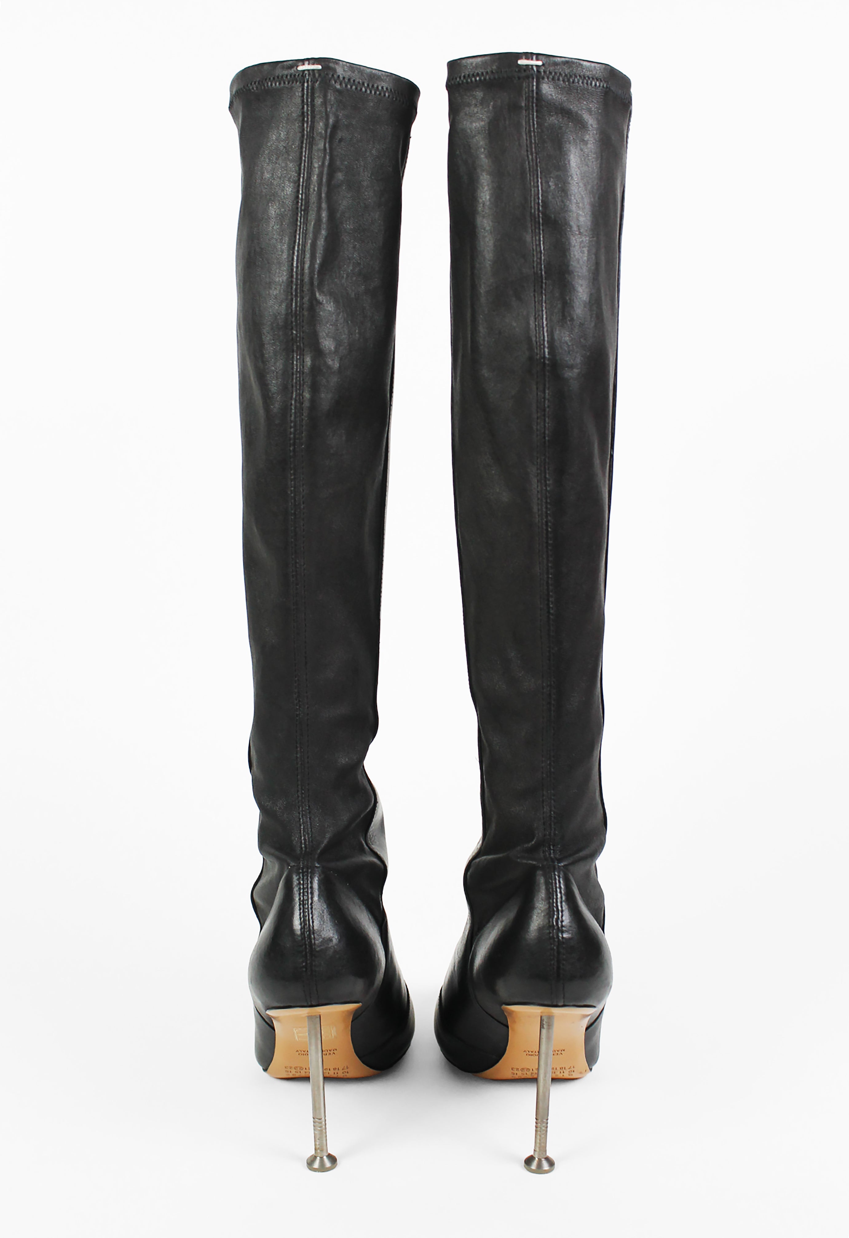 MAISON MARTIN MARGIELA FW 2008 KNEE HIGH LEATHER NAIL BOOTS