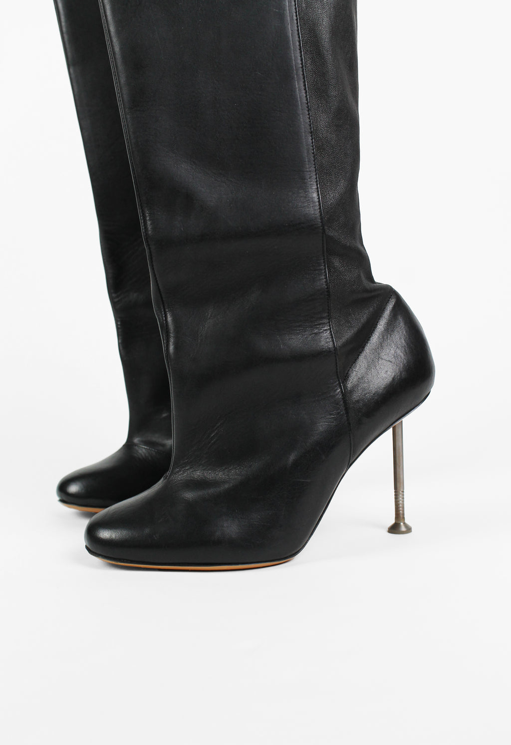 MAISON MARTIN MARGIELA FW 2008 KNEE HIGH LEATHER NAIL BOOTS