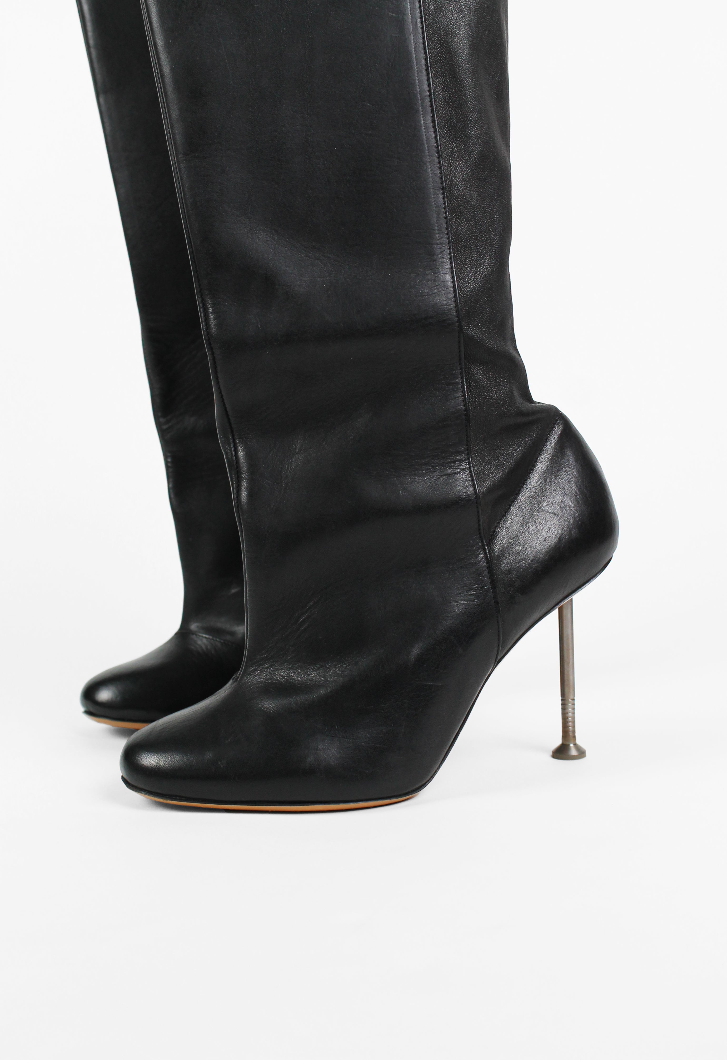 MAISON MARTIN MARGIELA FW 2008 KNEE HIGH LEATHER NAIL BOOTS