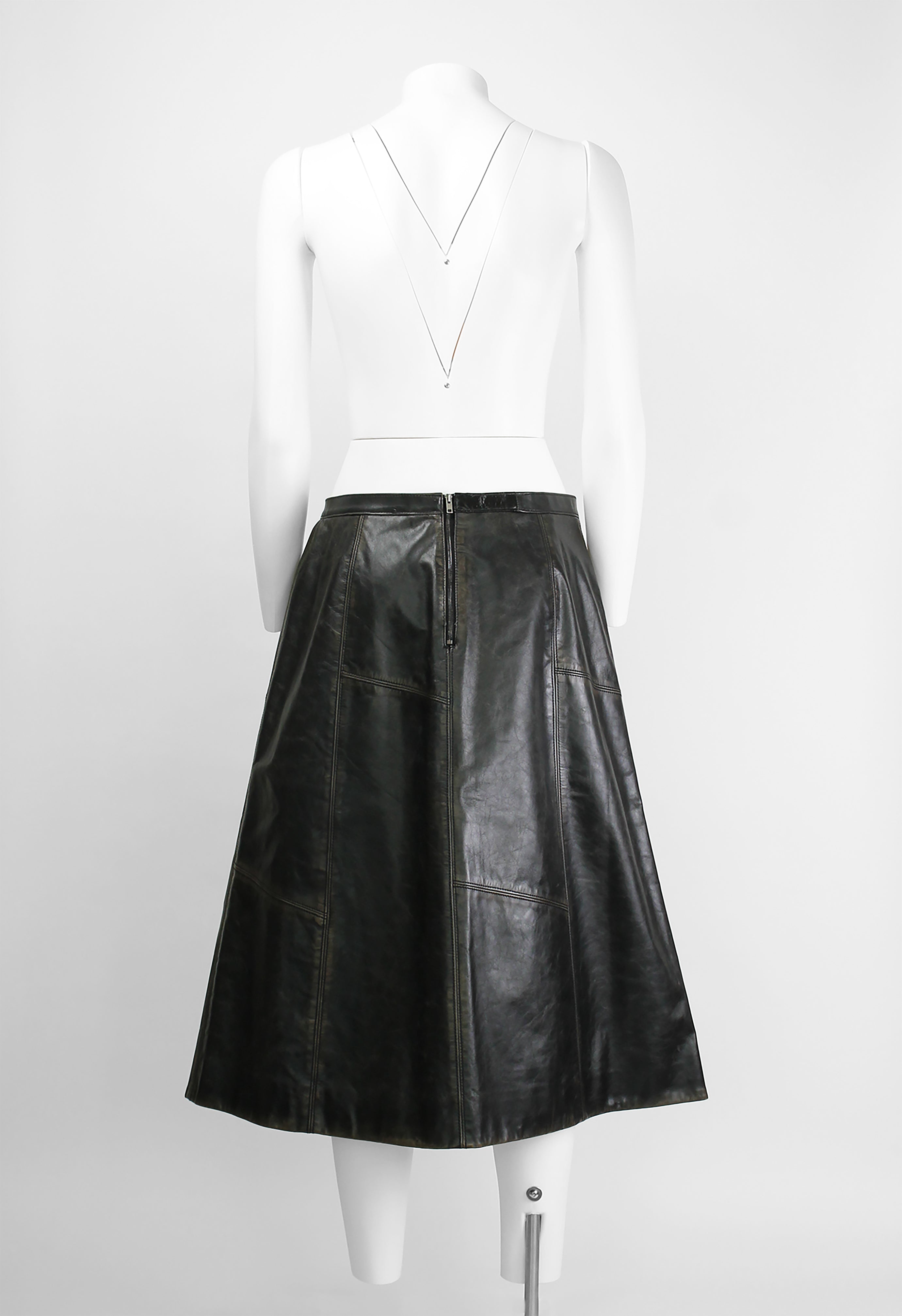 MARNI FW 2020 LONG LEATHER DISTRESSED PANEL SKIRT