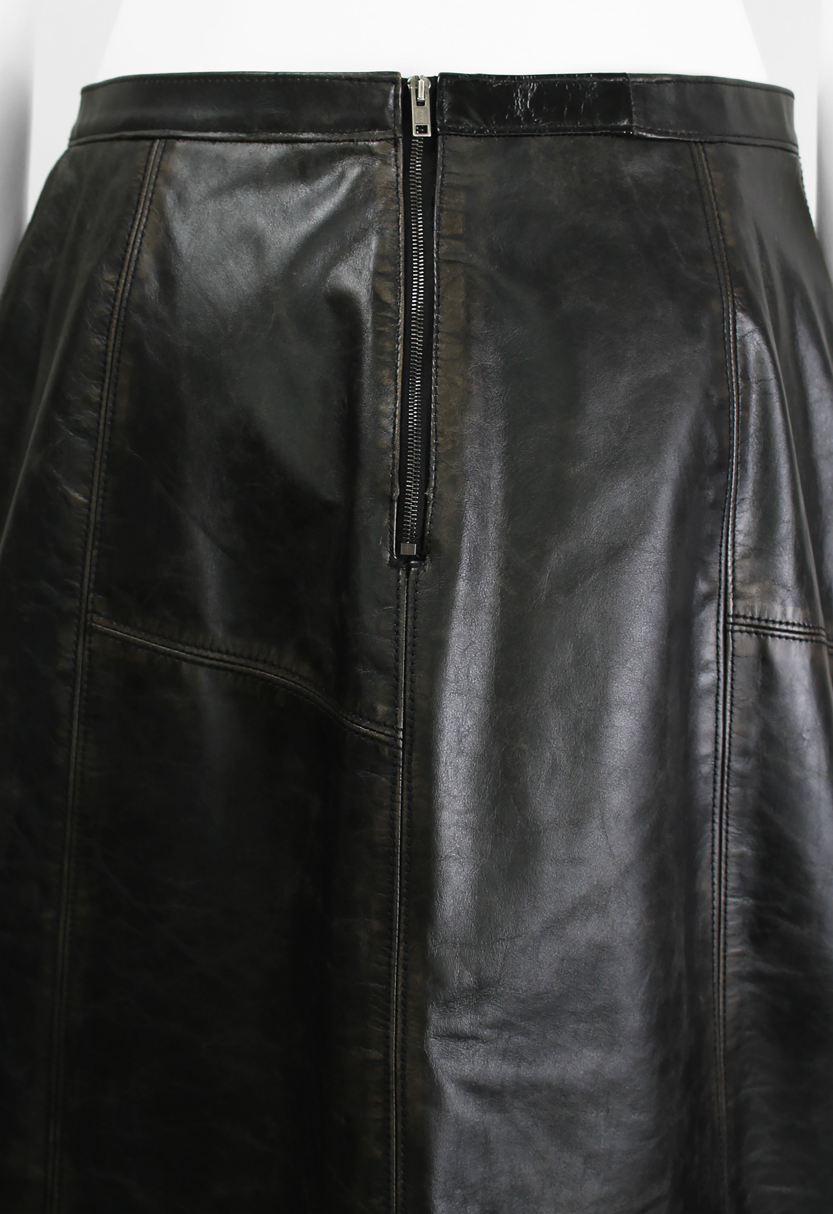 MARNI FW 2020 LONG LEATHER DISTRESSED PANEL SKIRT