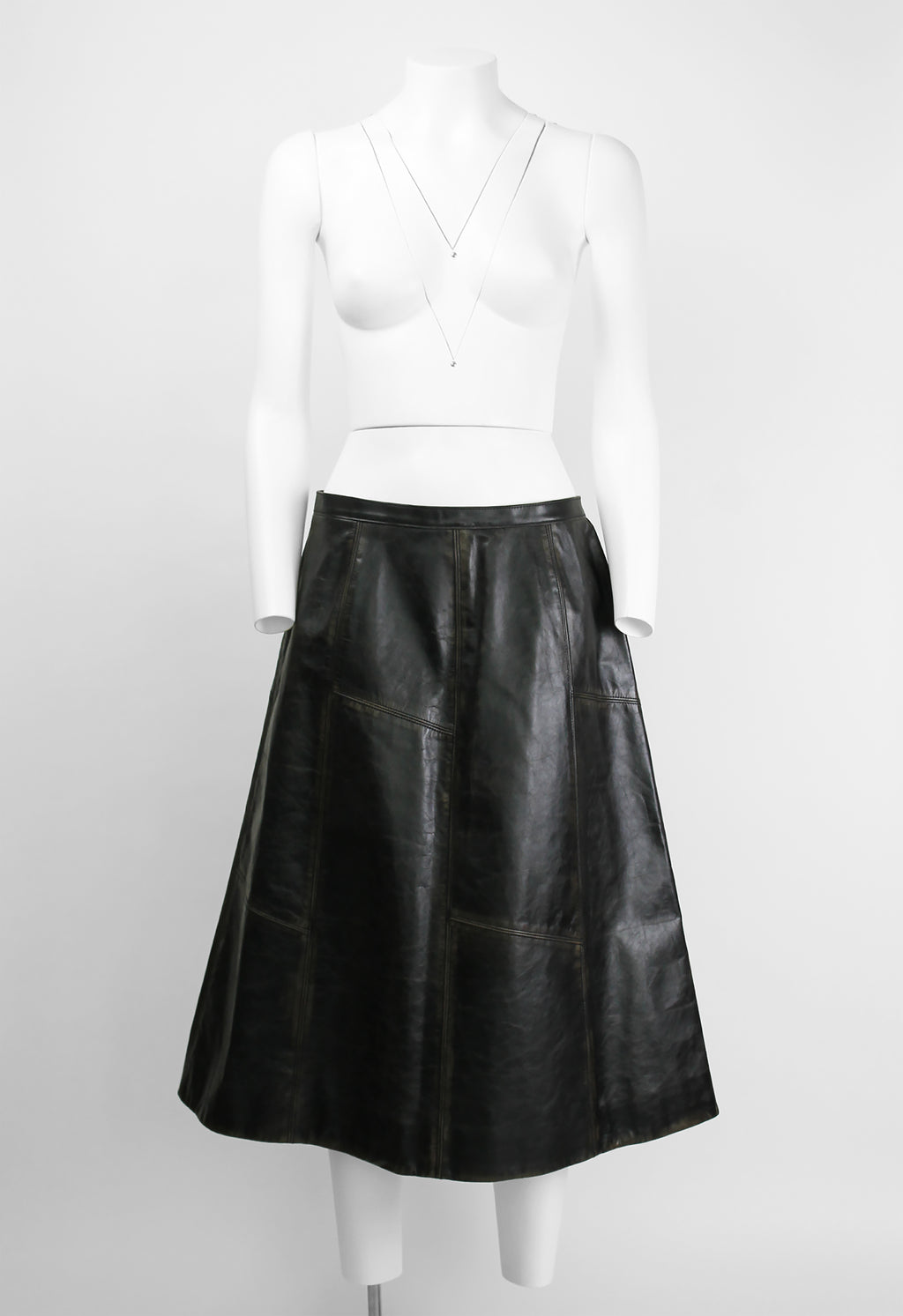 MARNI FW 2020 LONG LEATHER DISTRESSED PANEL SKIRT