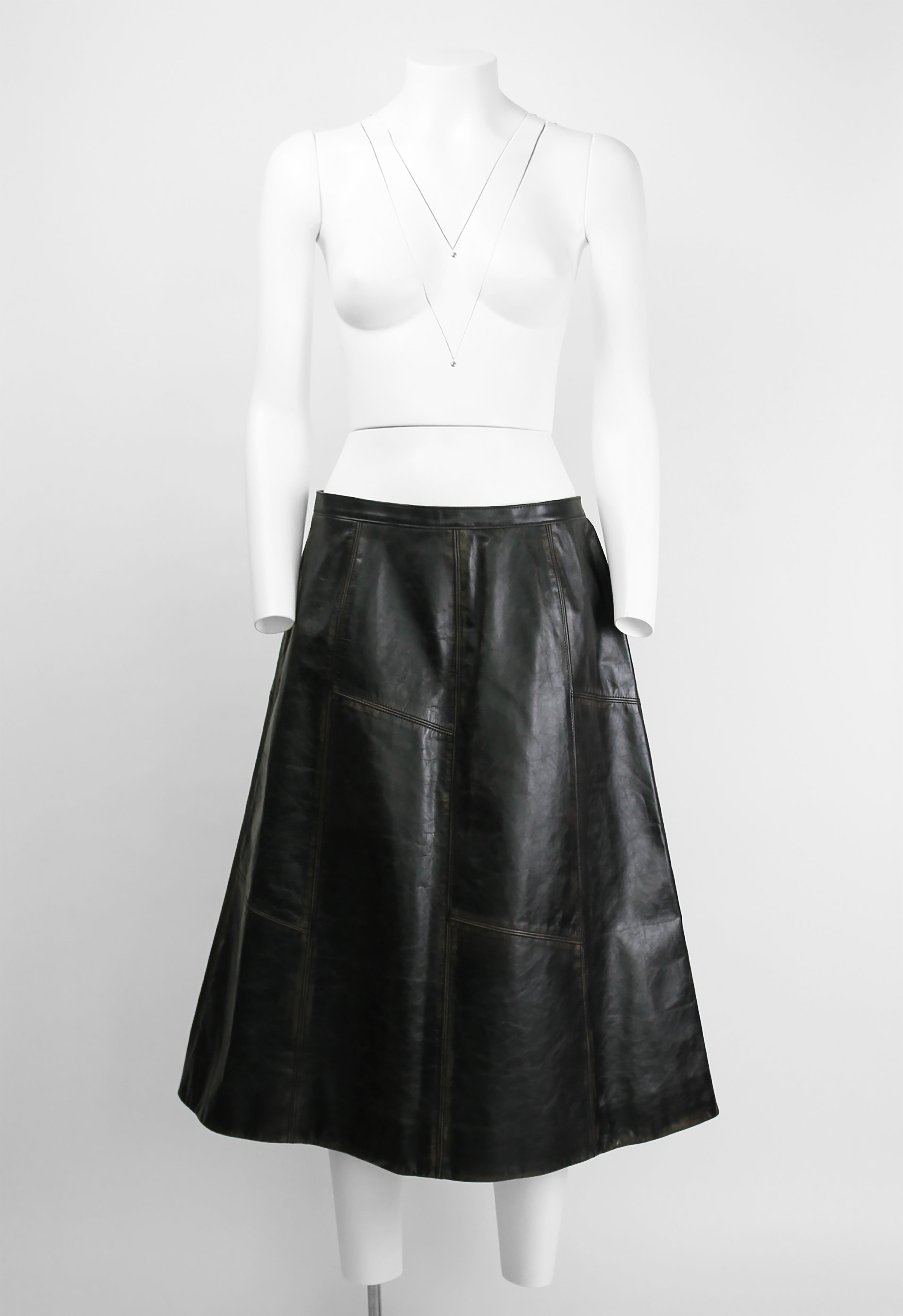 MARNI FW 2020 LONG LEATHER DISTRESSED PANEL SKIRT