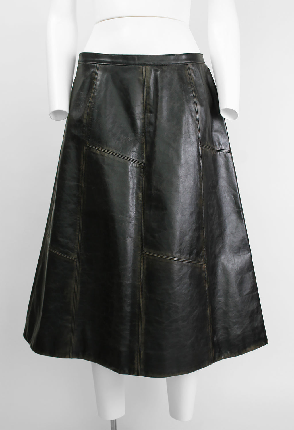 MARNI FW 2020 LONG LEATHER DISTRESSED PANEL SKIRT
