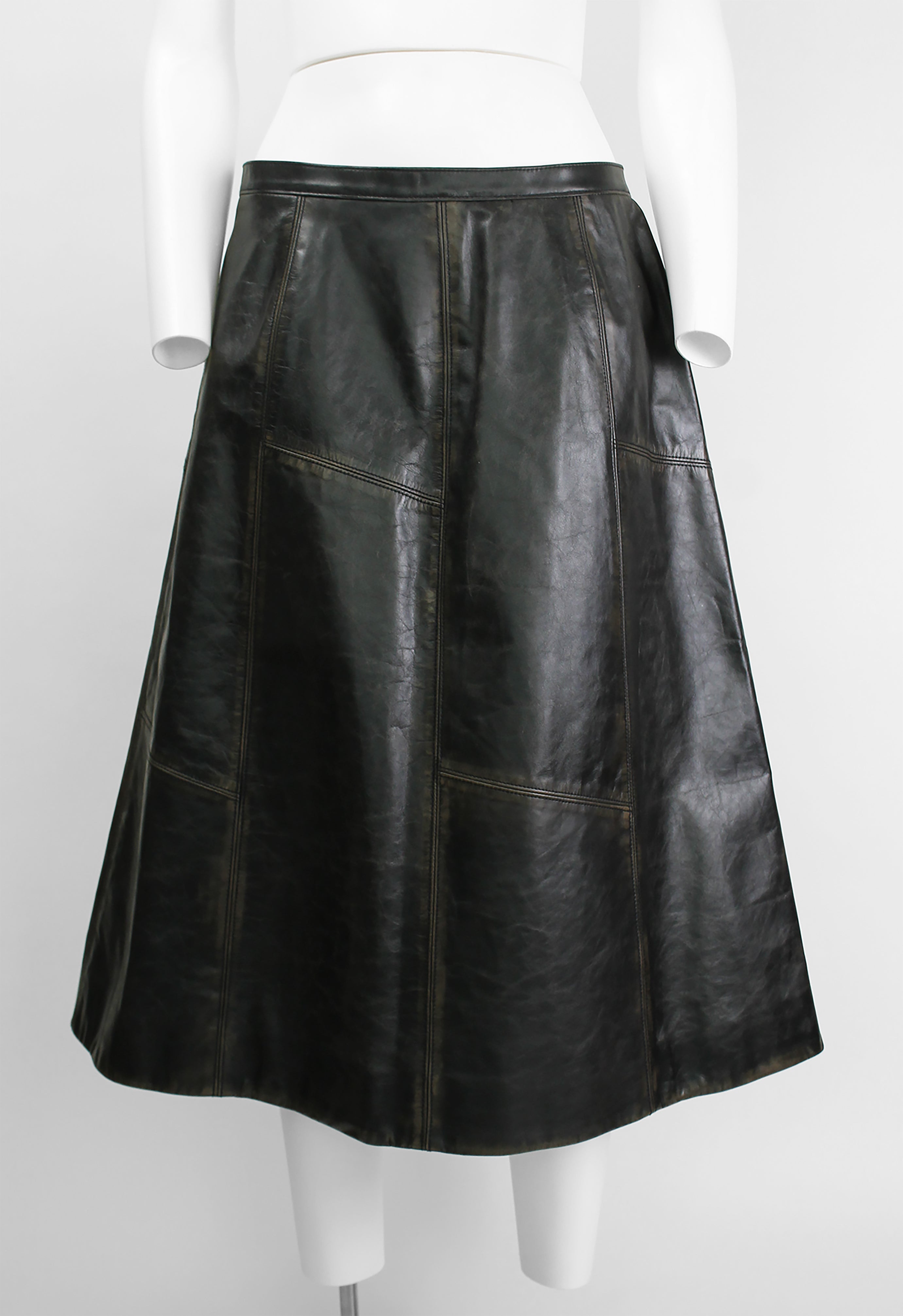 MARNI FW 2020 LONG LEATHER DISTRESSED PANEL SKIRT
