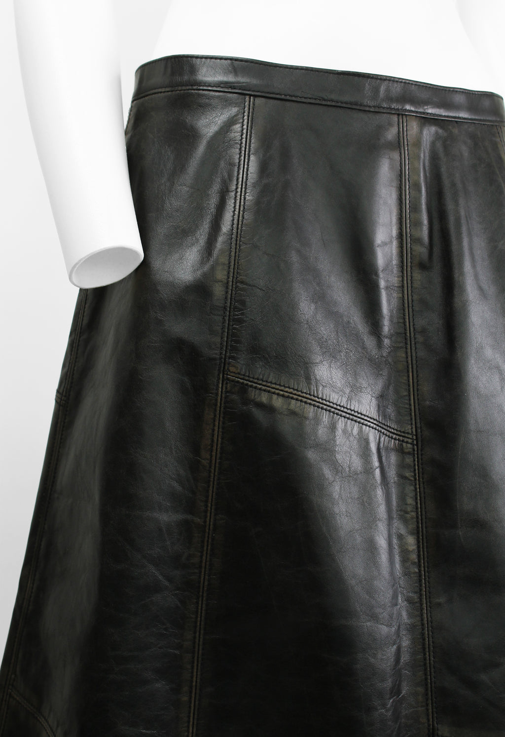 MARNI FW 2020 LONG LEATHER DISTRESSED PANEL SKIRT