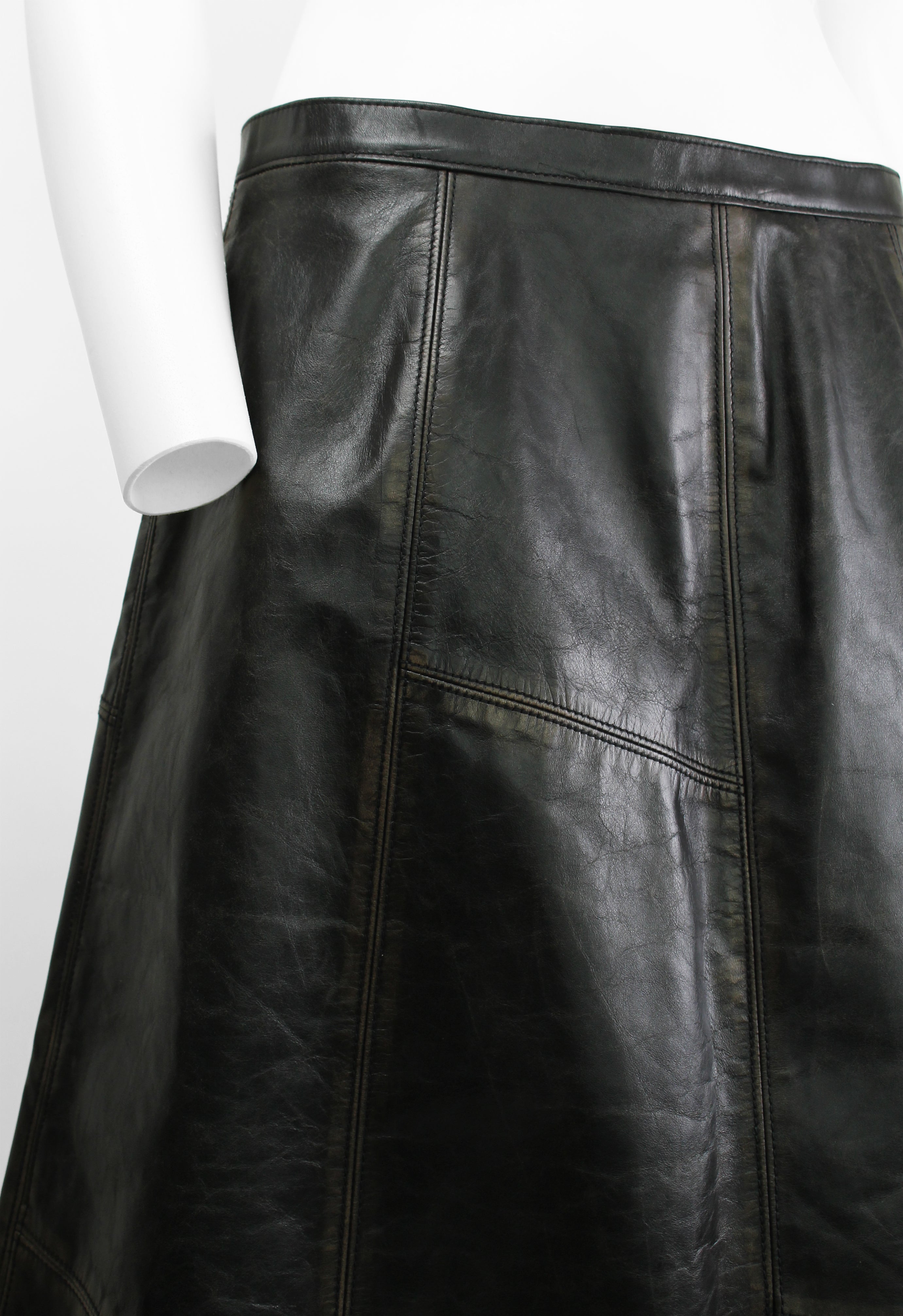 MARNI FW 2020 LONG LEATHER DISTRESSED PANEL SKIRT