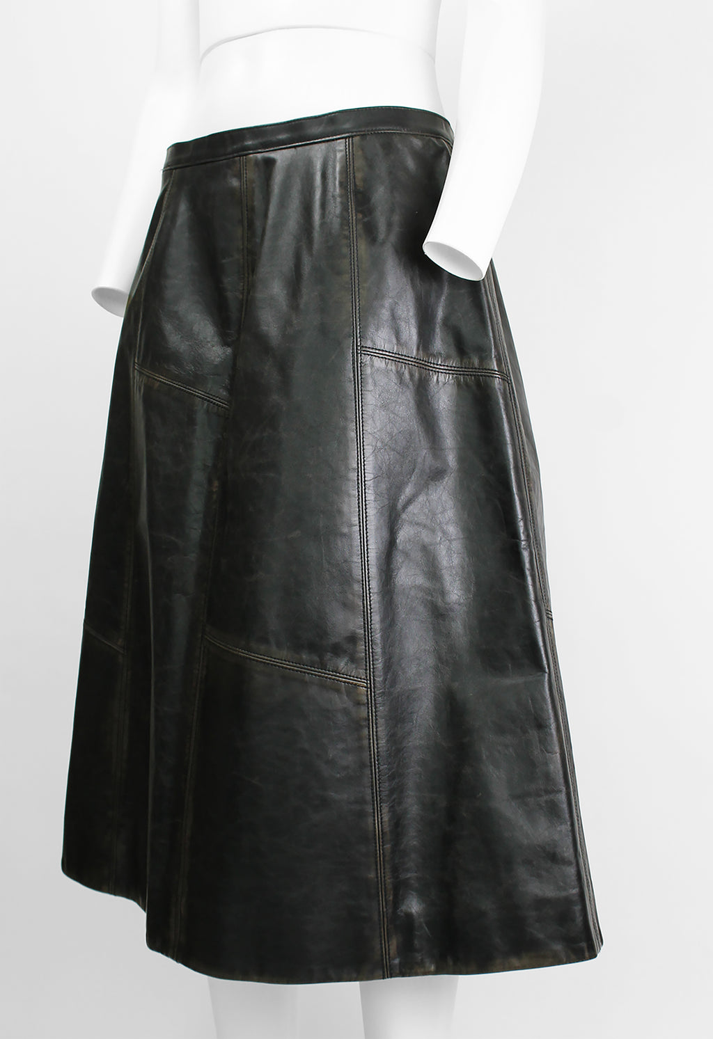 MARNI FW 2020 LONG LEATHER DISTRESSED PANEL SKIRT