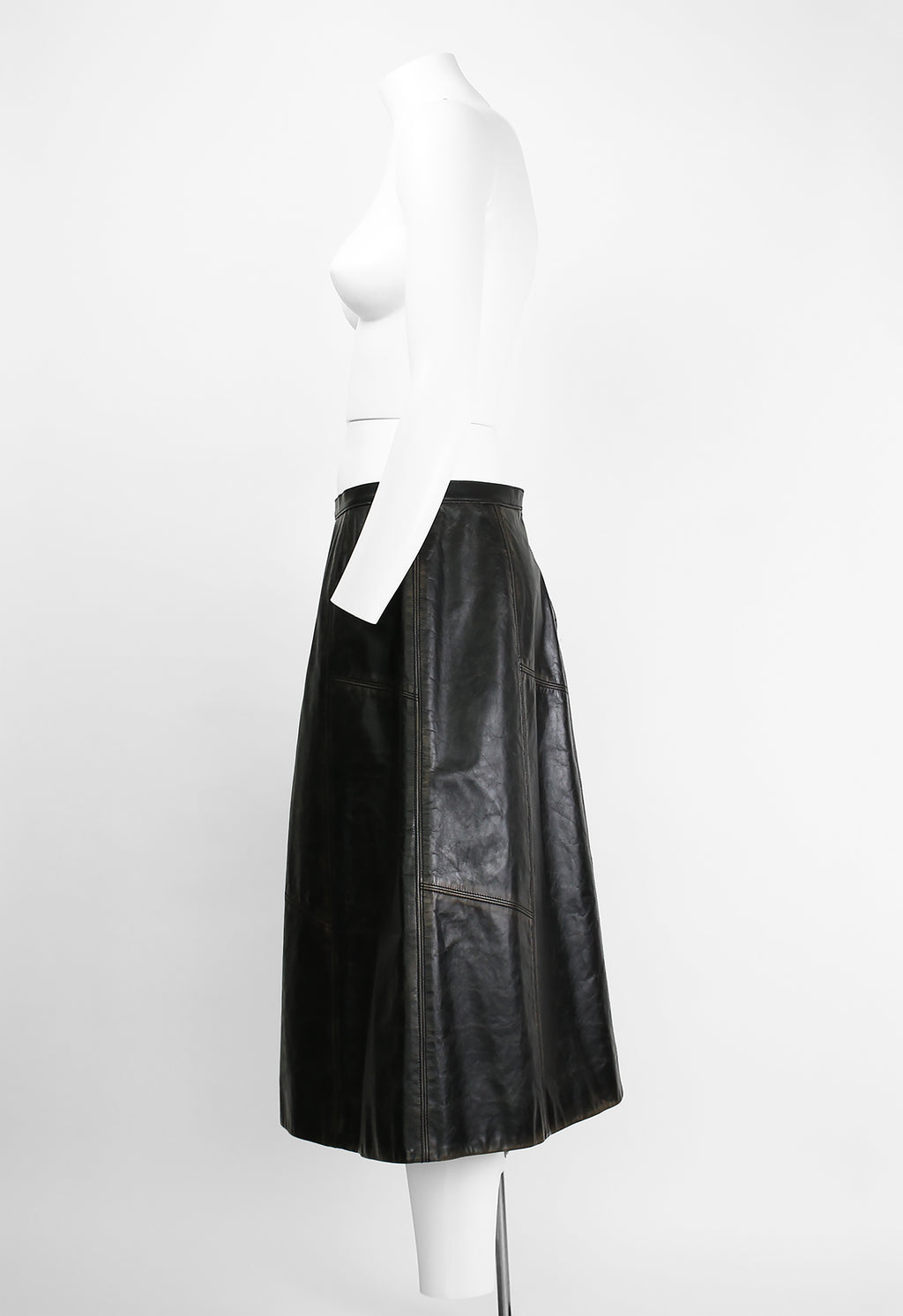 MARNI FW 2020 LONG LEATHER DISTRESSED PANEL SKIRT