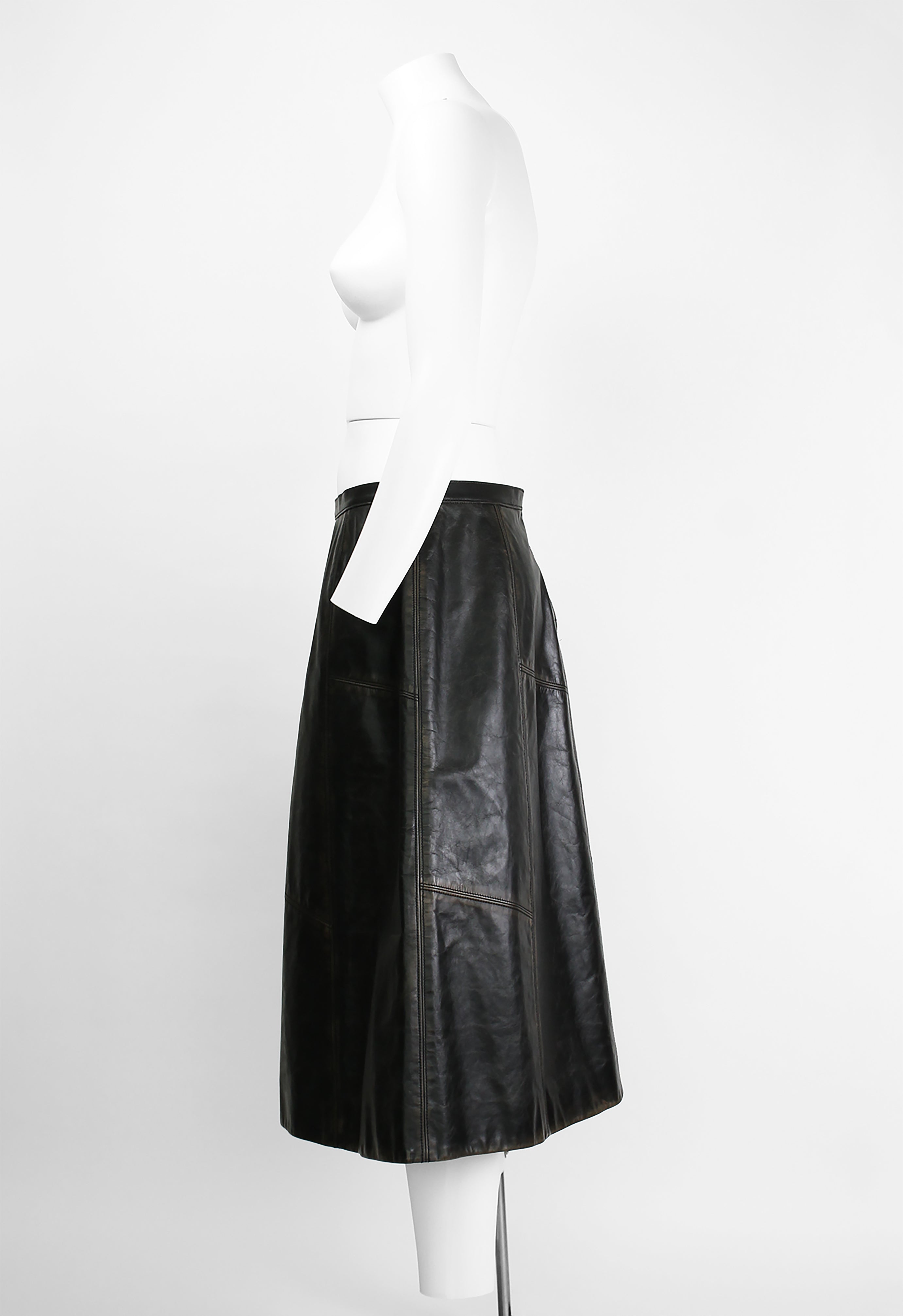 MARNI FW 2020 LONG LEATHER DISTRESSED PANEL SKIRT