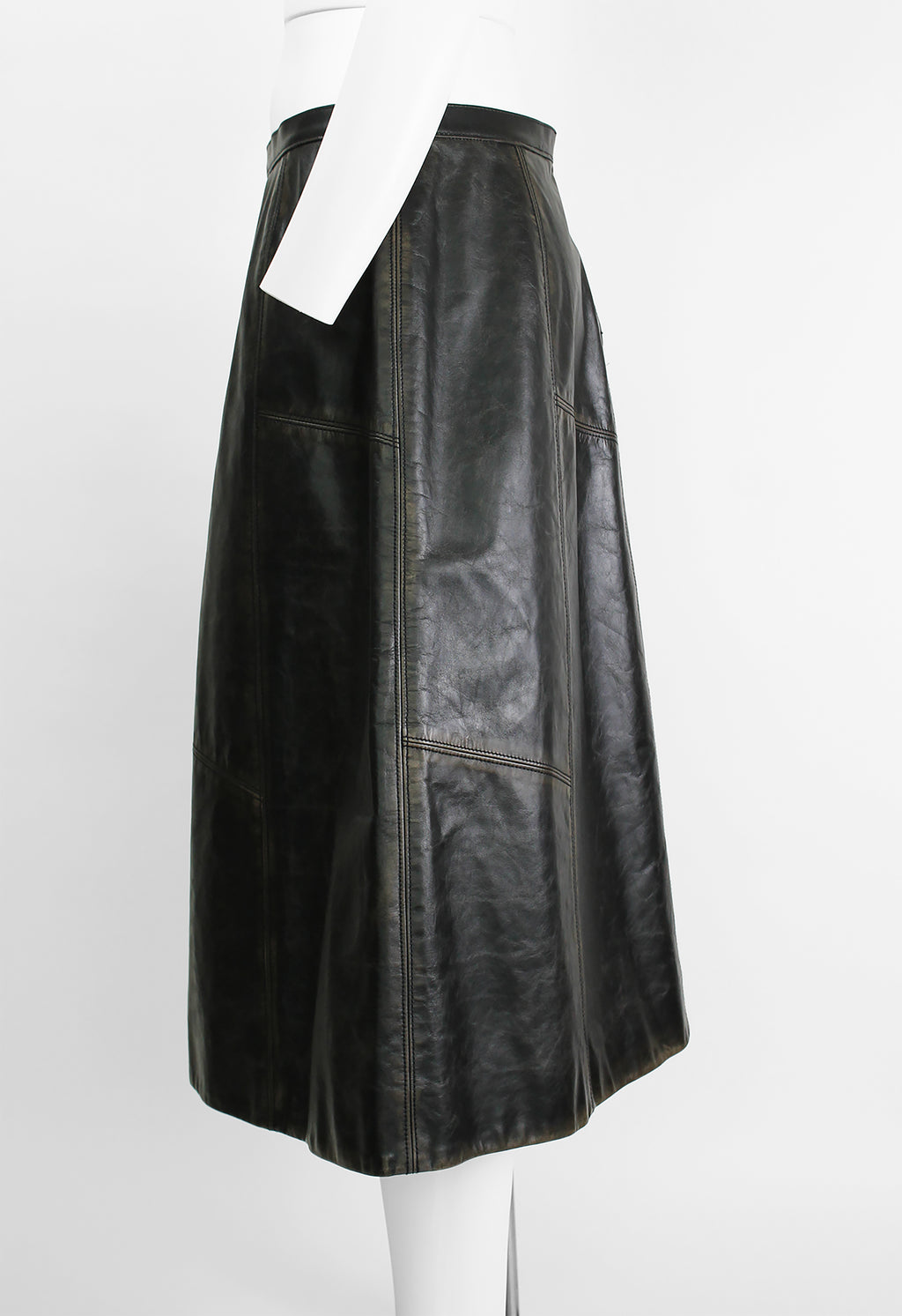 MARNI FW 2020 LONG LEATHER DISTRESSED PANEL SKIRT