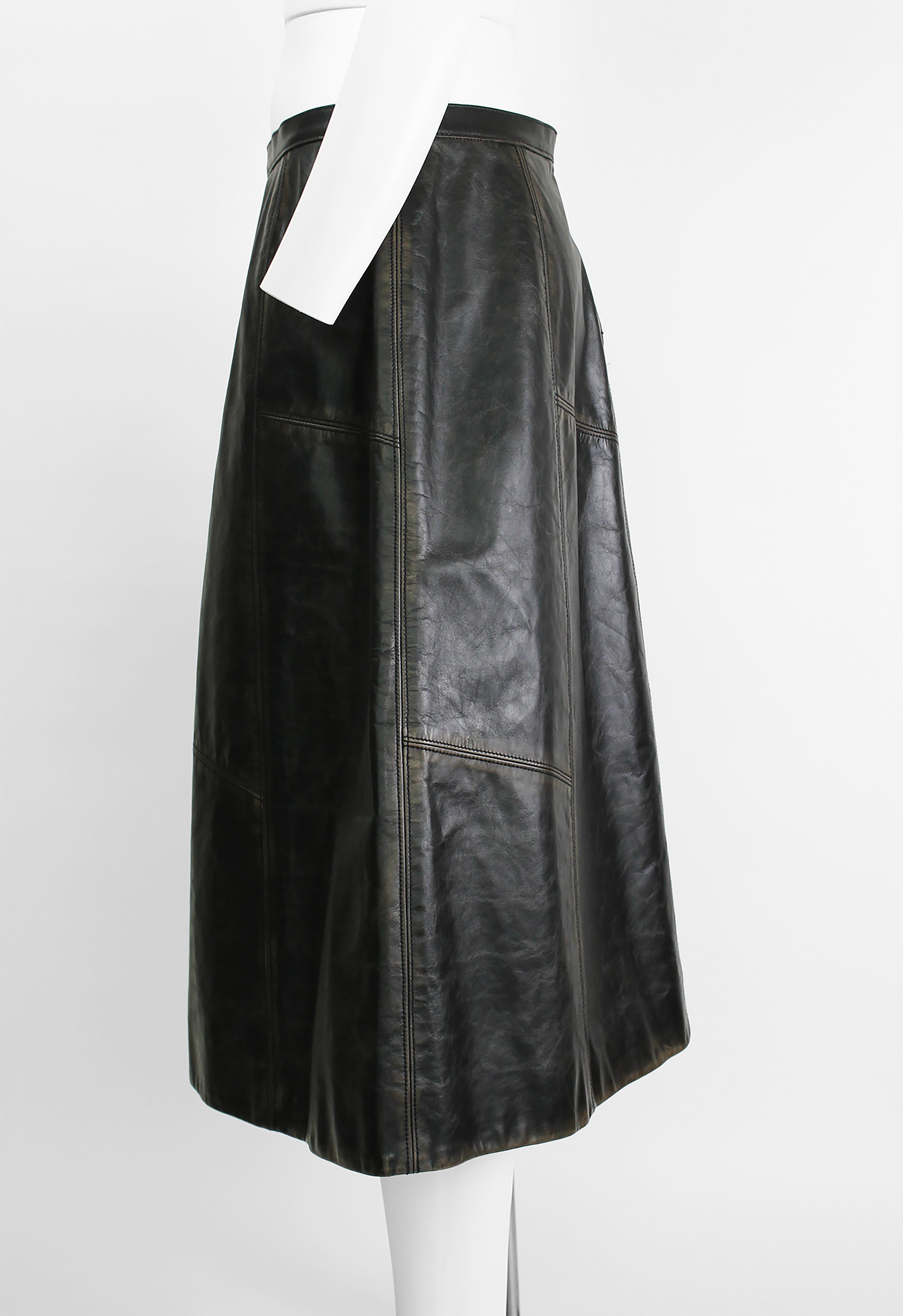 MARNI FW 2020 LONG LEATHER DISTRESSED PANEL SKIRT