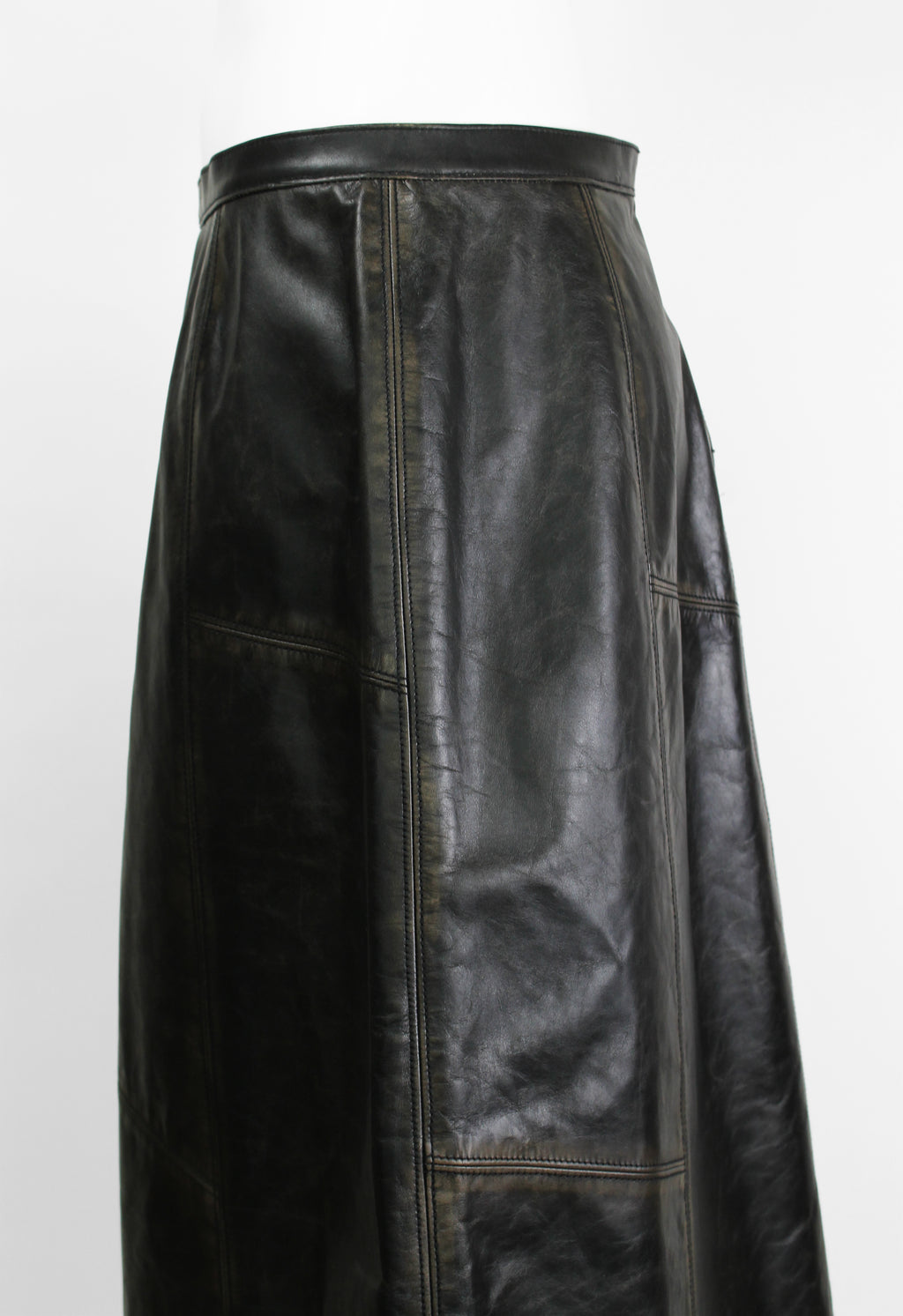 MARNI FW 2020 LONG LEATHER DISTRESSED PANEL SKIRT