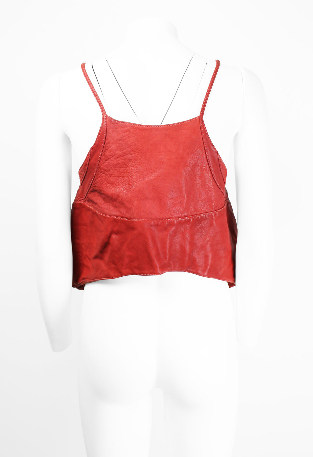 MARNI DYED RED LEATHER BIKER TOP