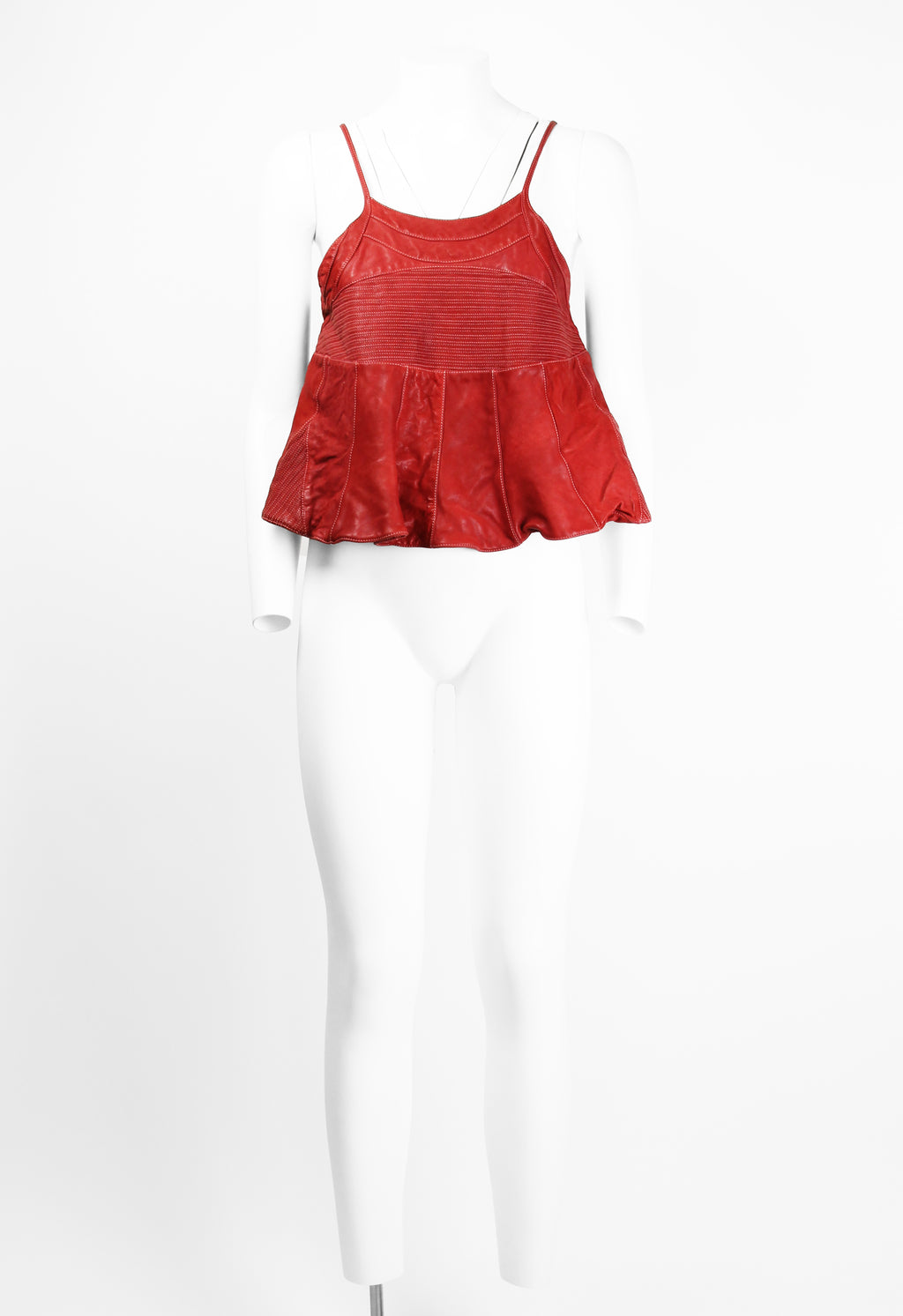 MARNI DYED RED LEATHER BIKER TOP