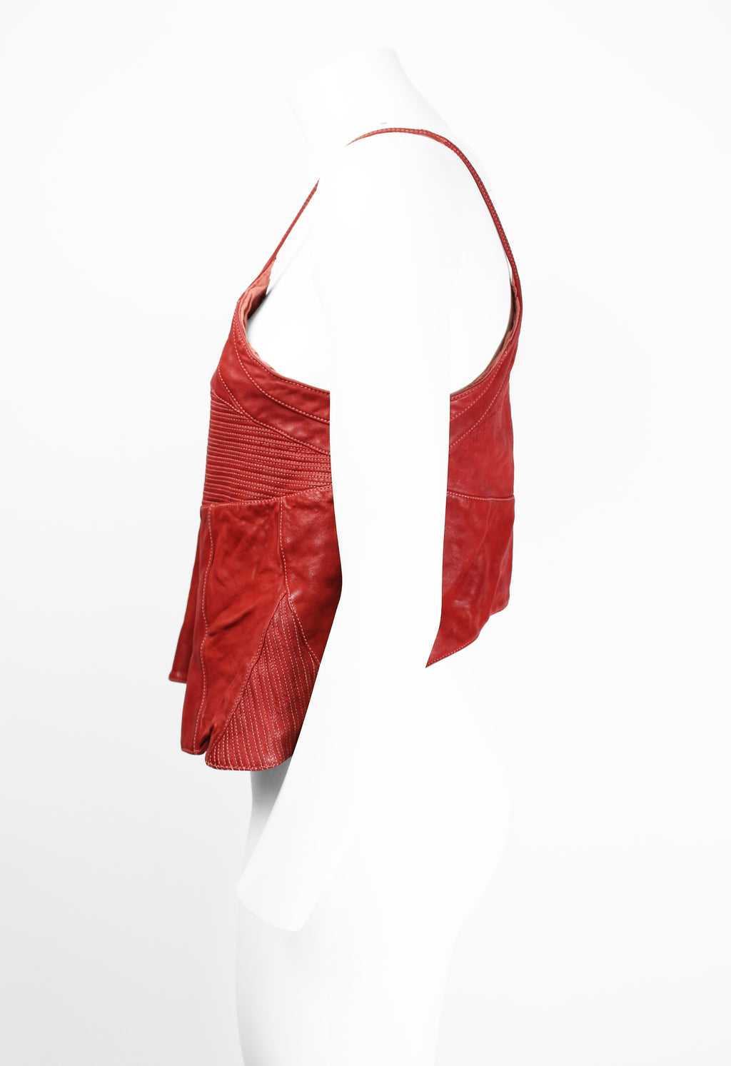 MARNI DYED RED LEATHER BIKER TOP