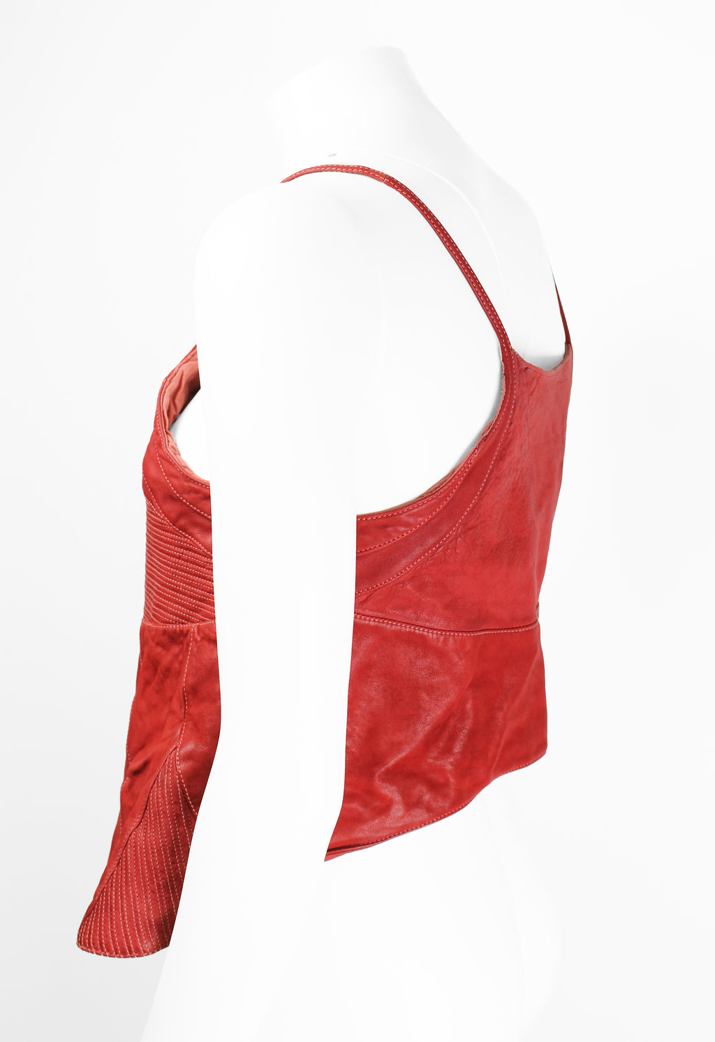 MARNI DYED RED LEATHER BIKER TOP