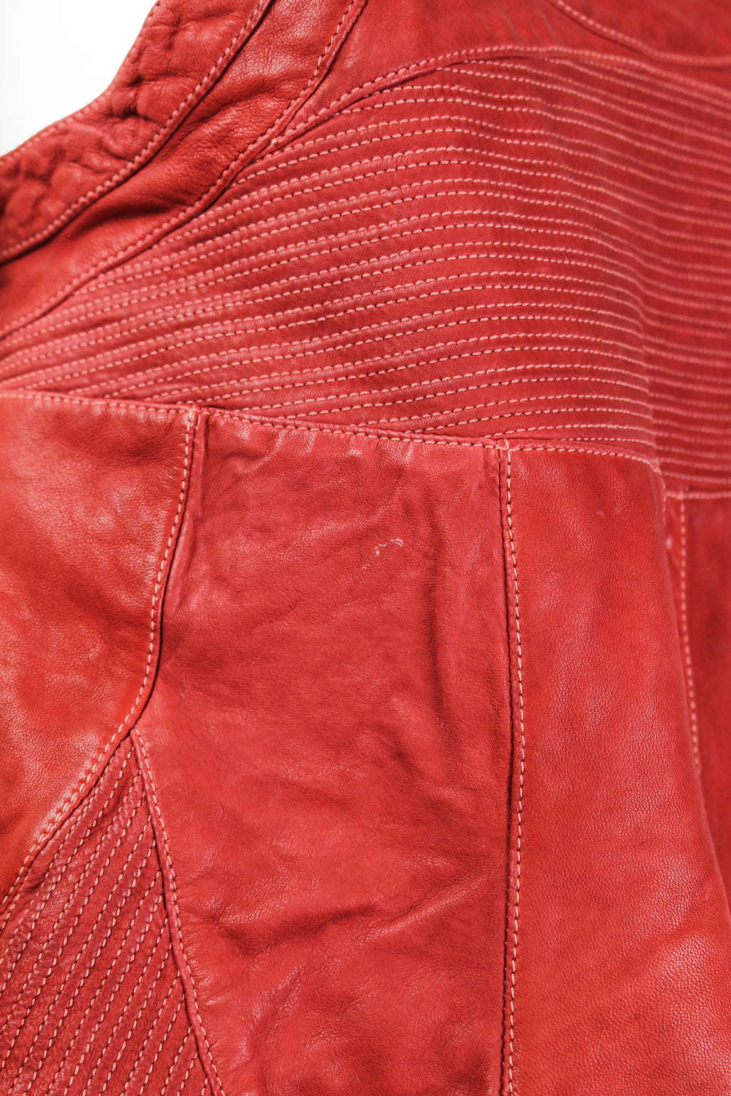 MARNI DYED RED LEATHER BIKER TOP
