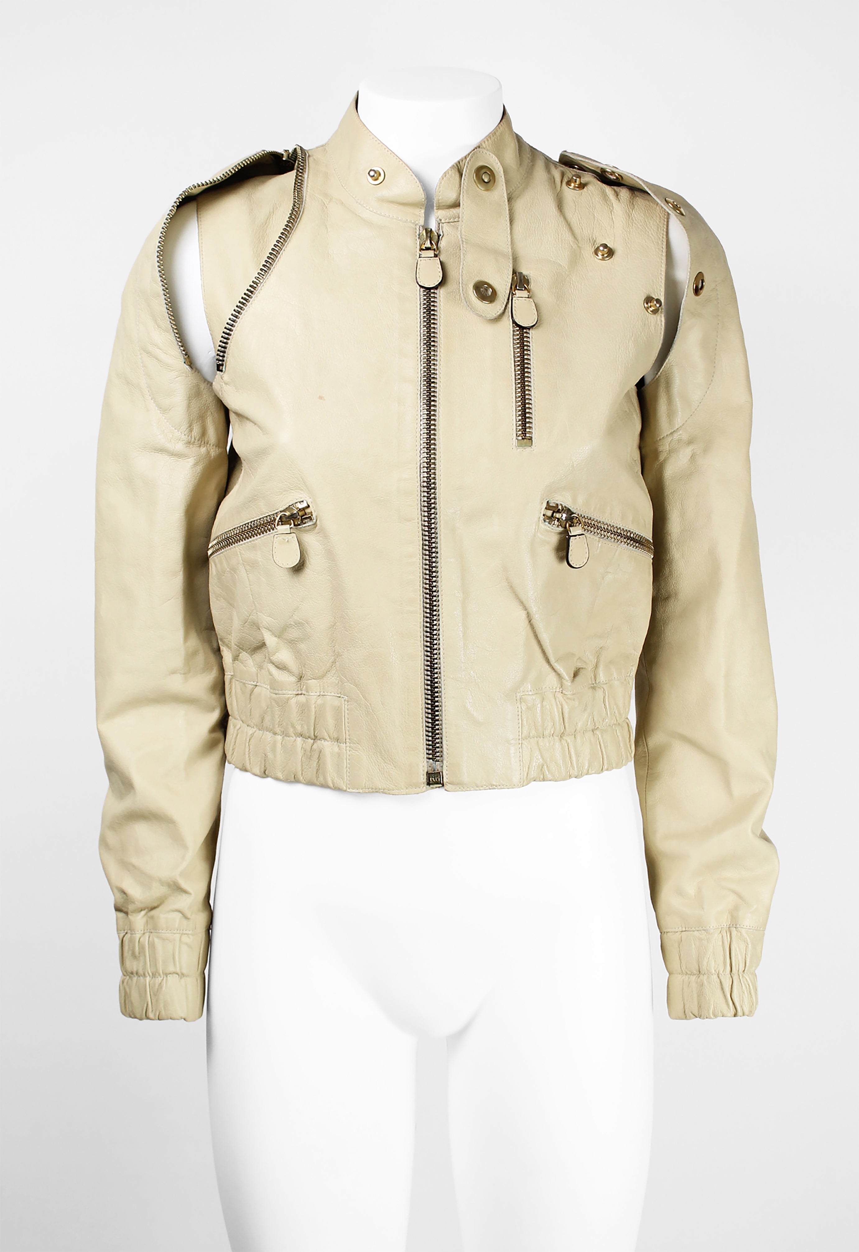 MARNI SS 2003 TRANSFORMABLE LEATHER BOMBER JACKET