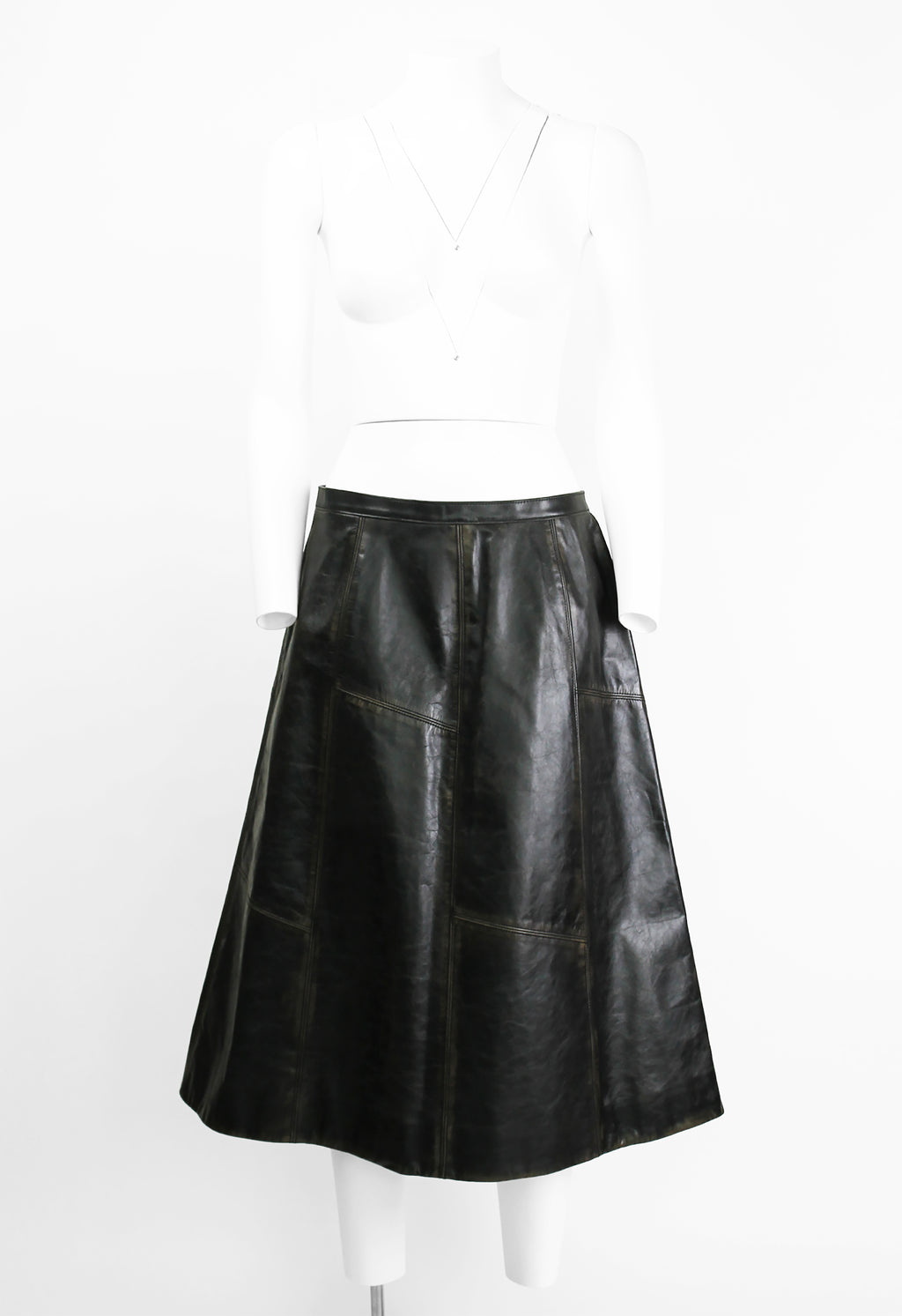 MARNI FW 2020 LEATHER DISTRESSED PANELLED SKIRT
