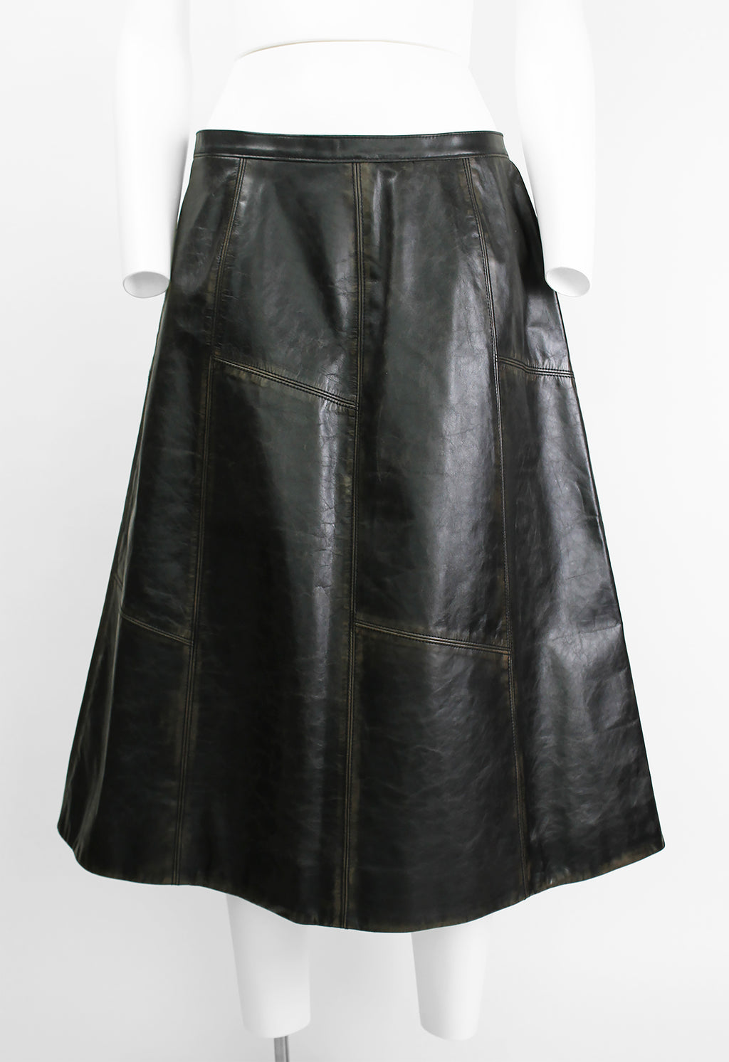 MARNI FW 2020 LEATHER DISTRESSED PANELLED SKIRT