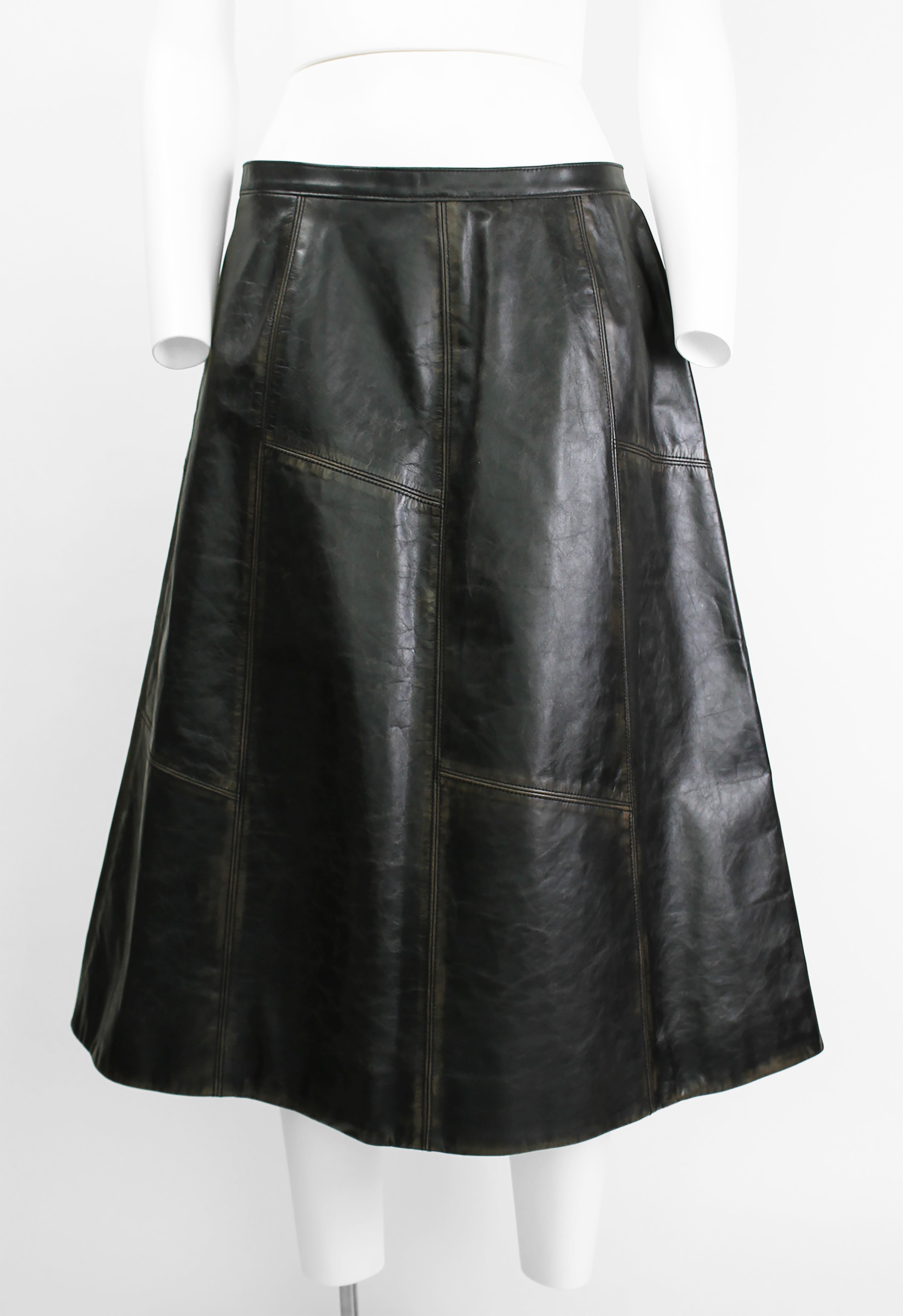 MARNI FW 2020 LEATHER DISTRESSED PANELLED SKIRT