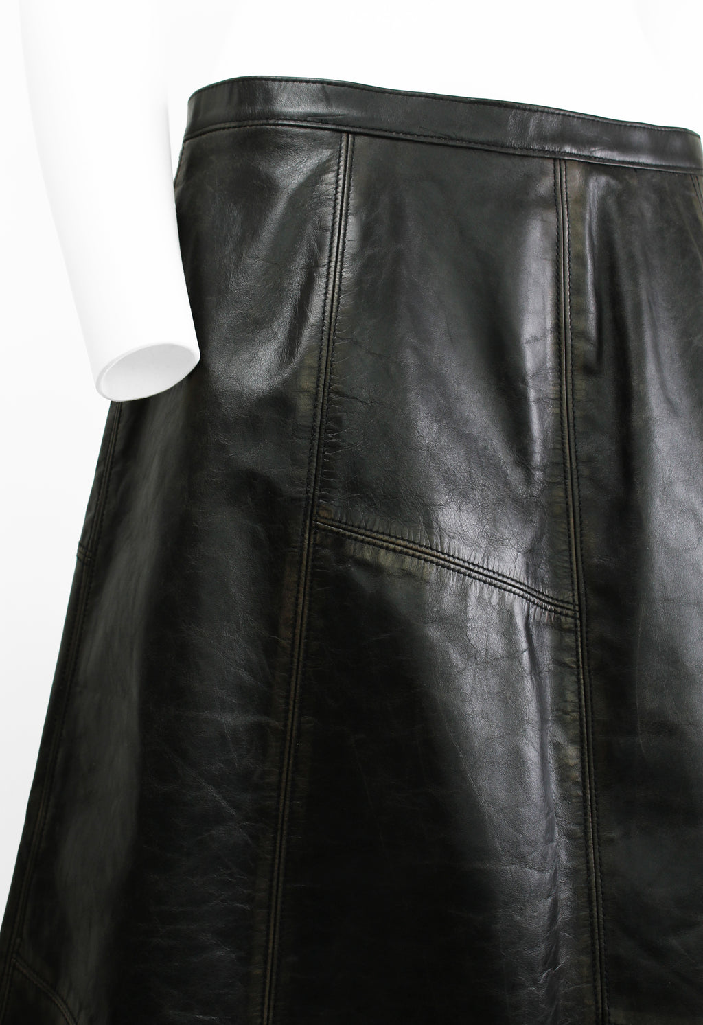 MARNI FW 2020 LEATHER DISTRESSED PANELLED SKIRT