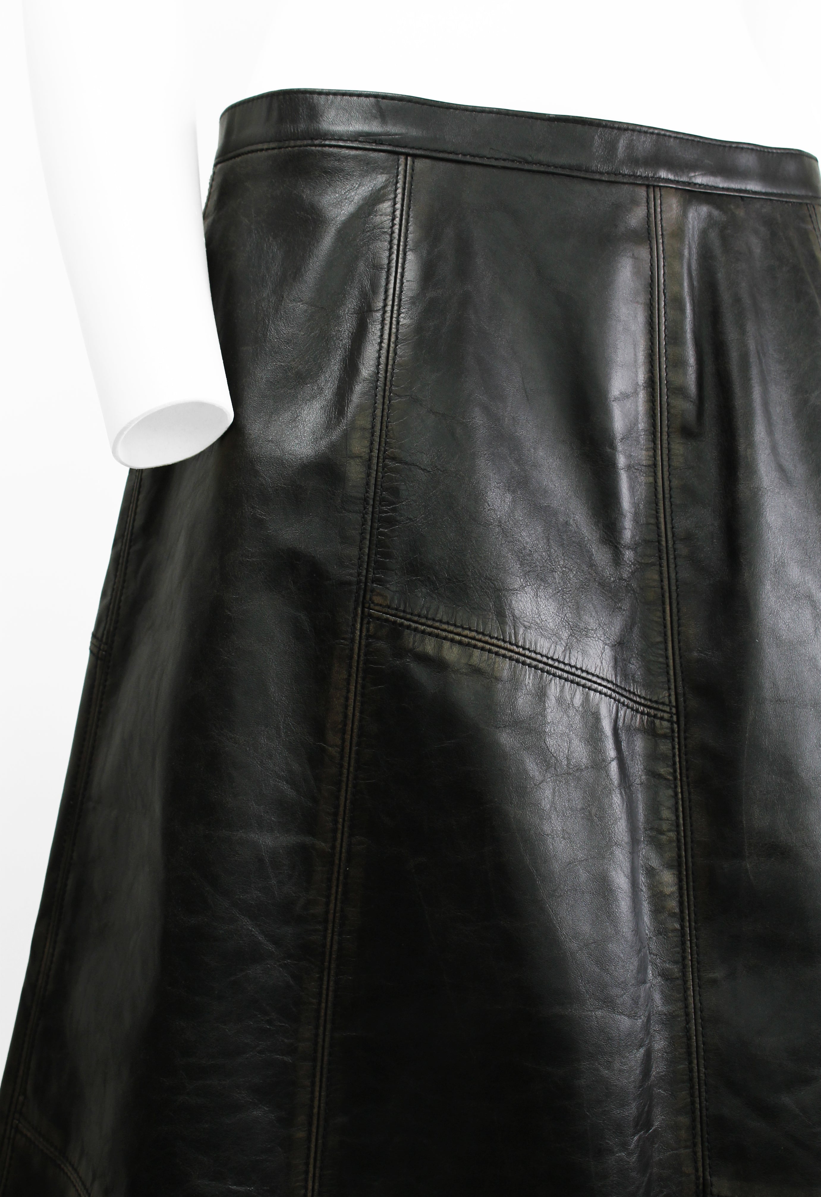 MARNI FW 2020 LEATHER DISTRESSED PANELLED SKIRT