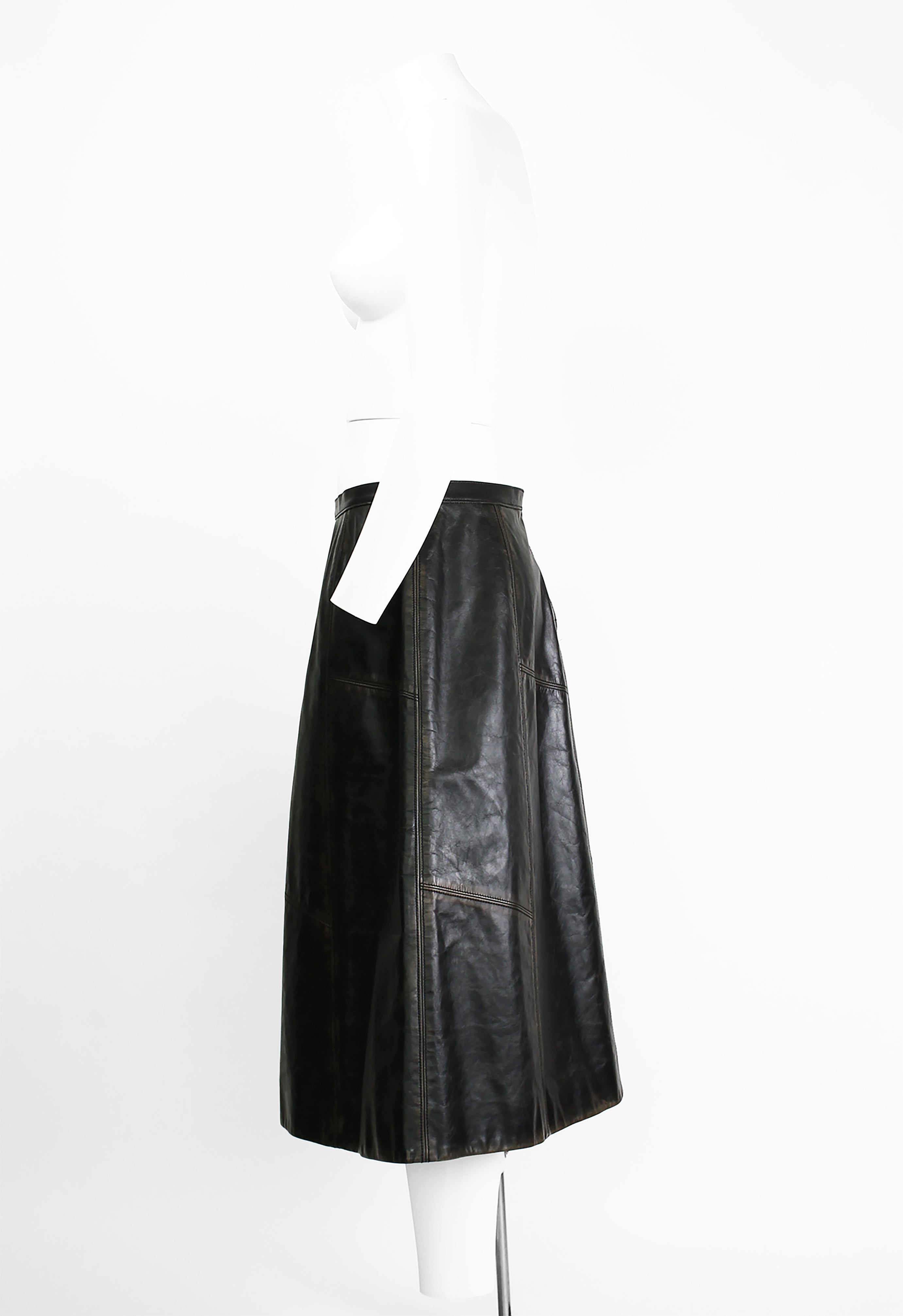 MARNI FW 2020 LEATHER DISTRESSED PANELLED SKIRT