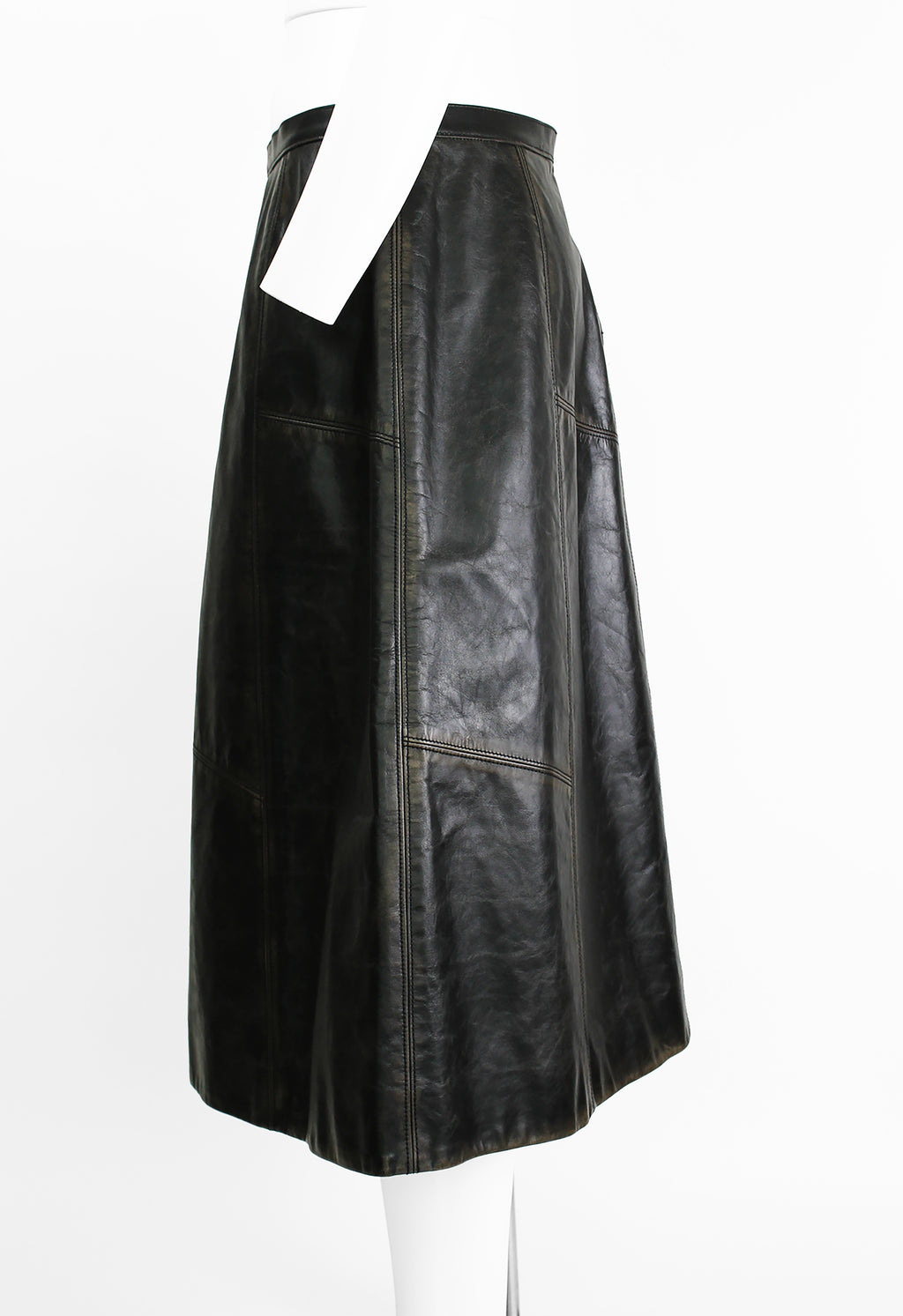 MARNI FW 2020 LEATHER DISTRESSED PANELLED SKIRT