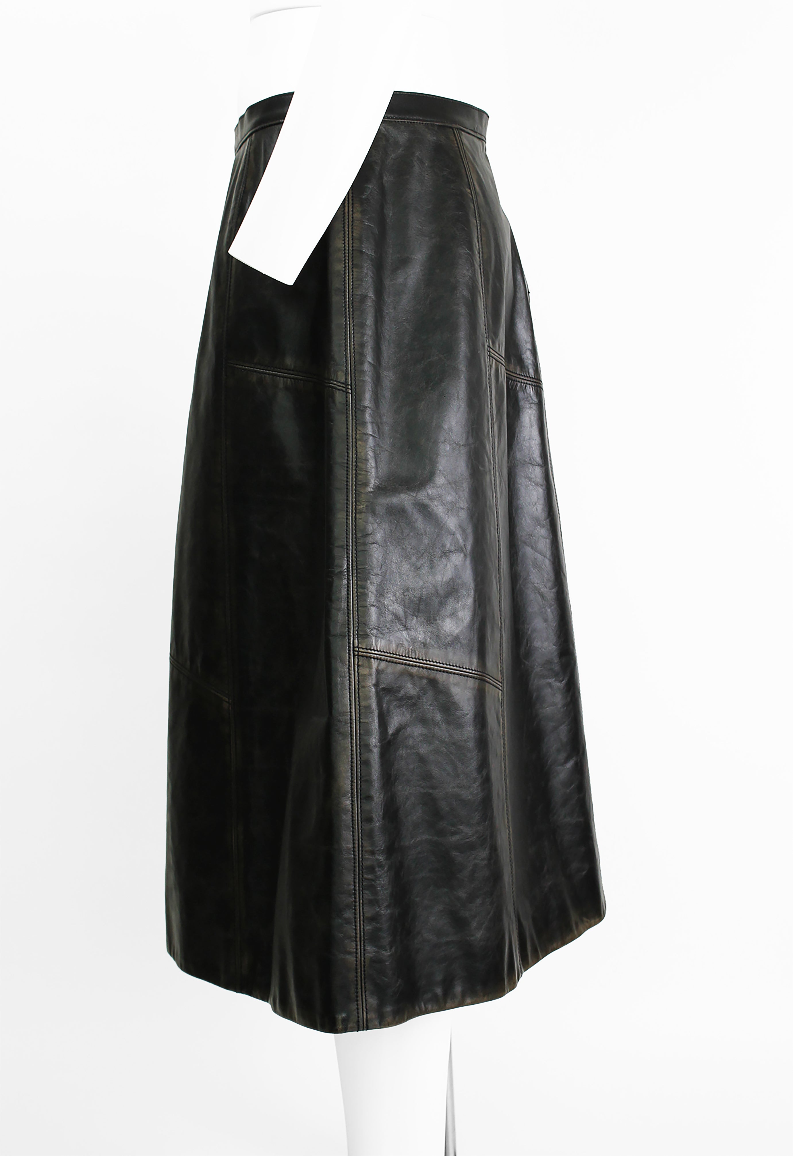 MARNI FW 2020 LEATHER DISTRESSED PANELLED SKIRT